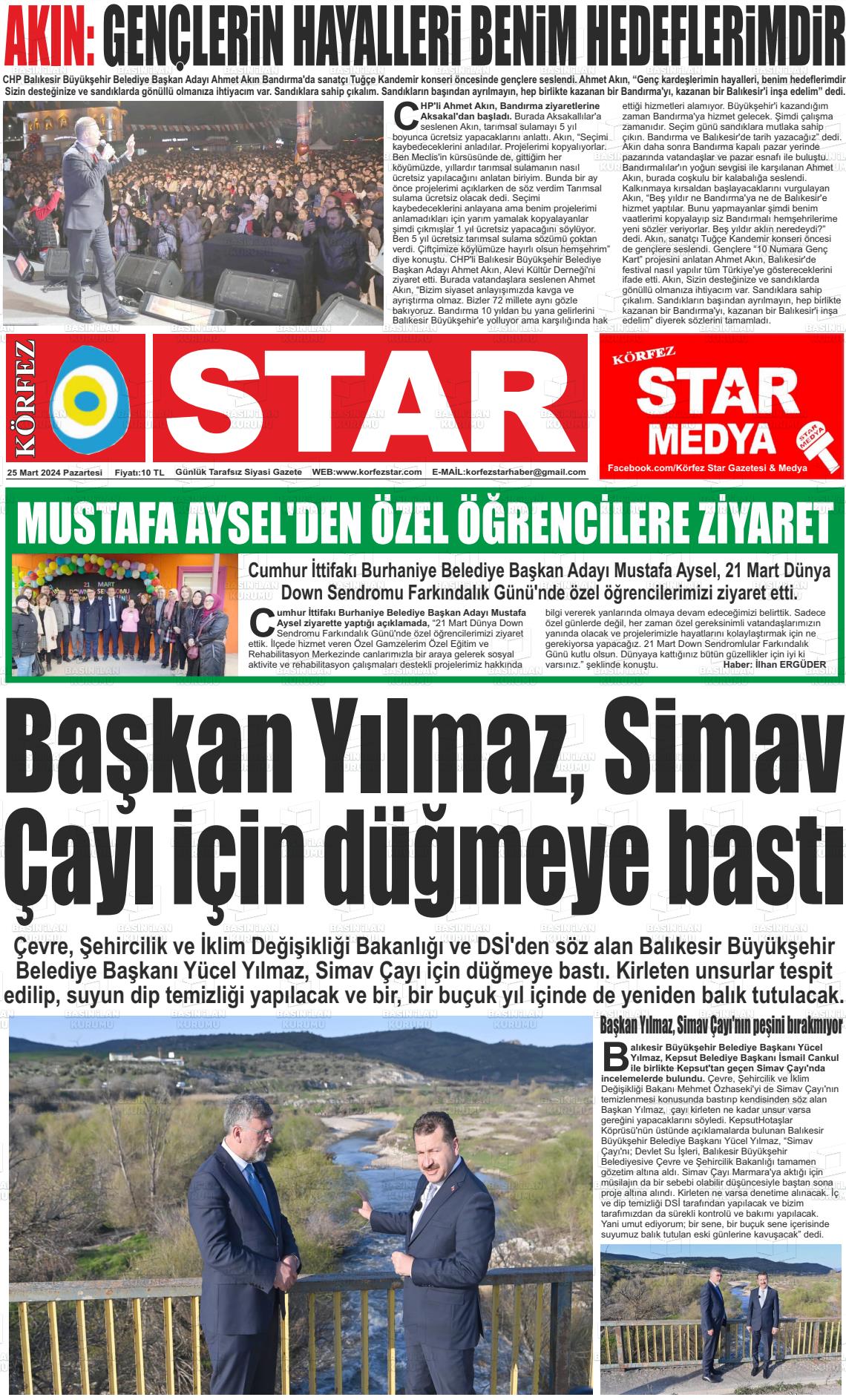 25 Mart 2024 Körfez Star Gazete Manşeti