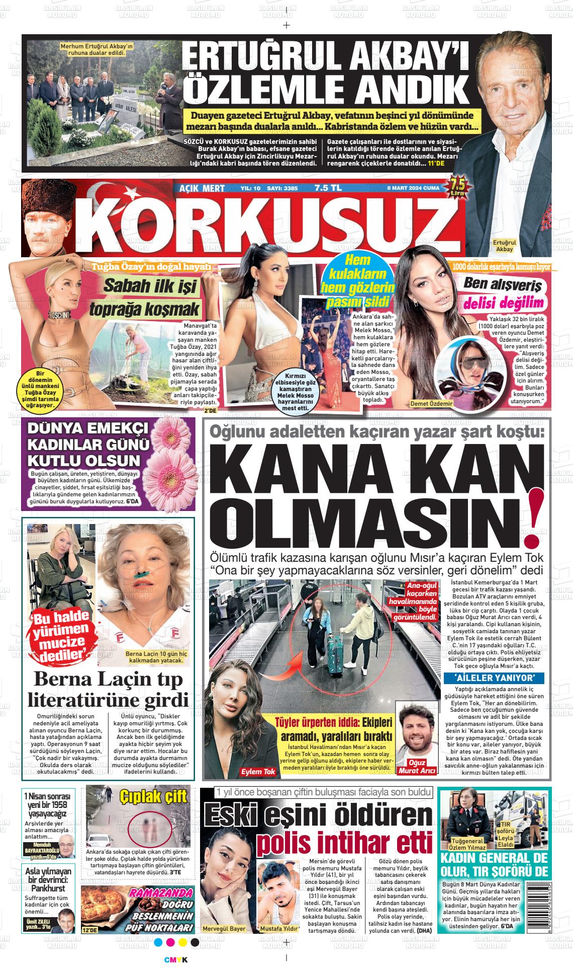 08 Mart 2024 Korkusuz Gazete Gazete Manşeti