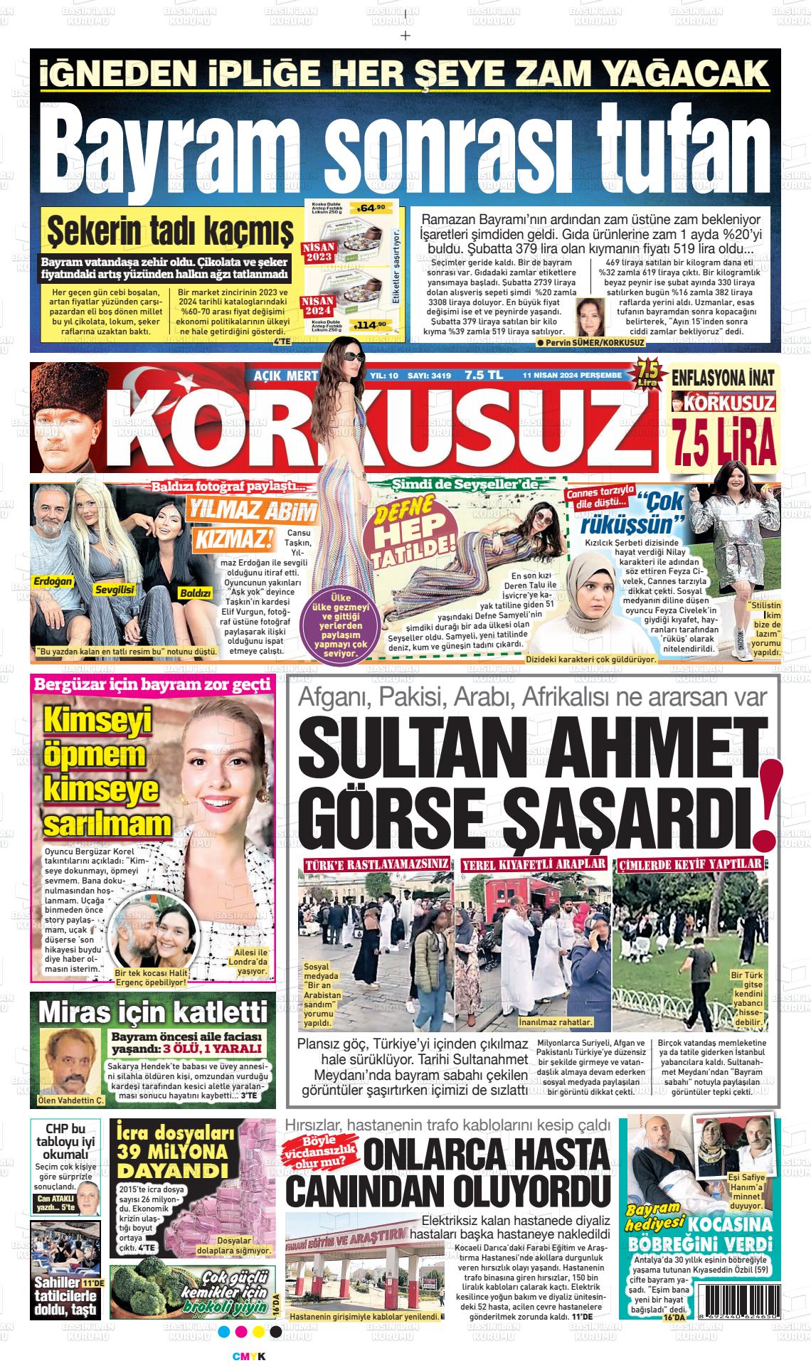 11 Nisan 2024 Korkusuz Gazete Gazete Manşeti