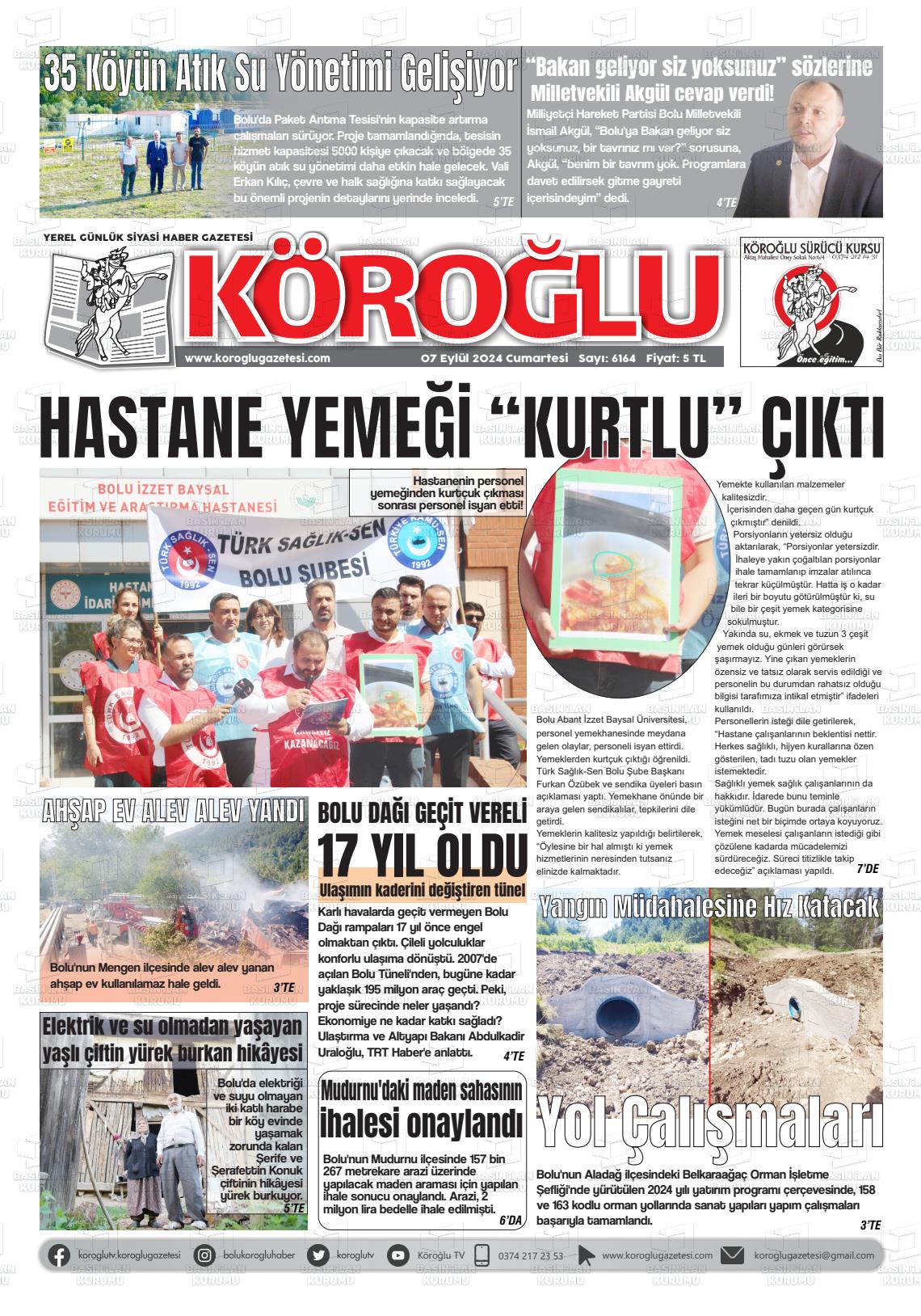 07 Eylül 2024 Köroğlu Gazete Manşeti