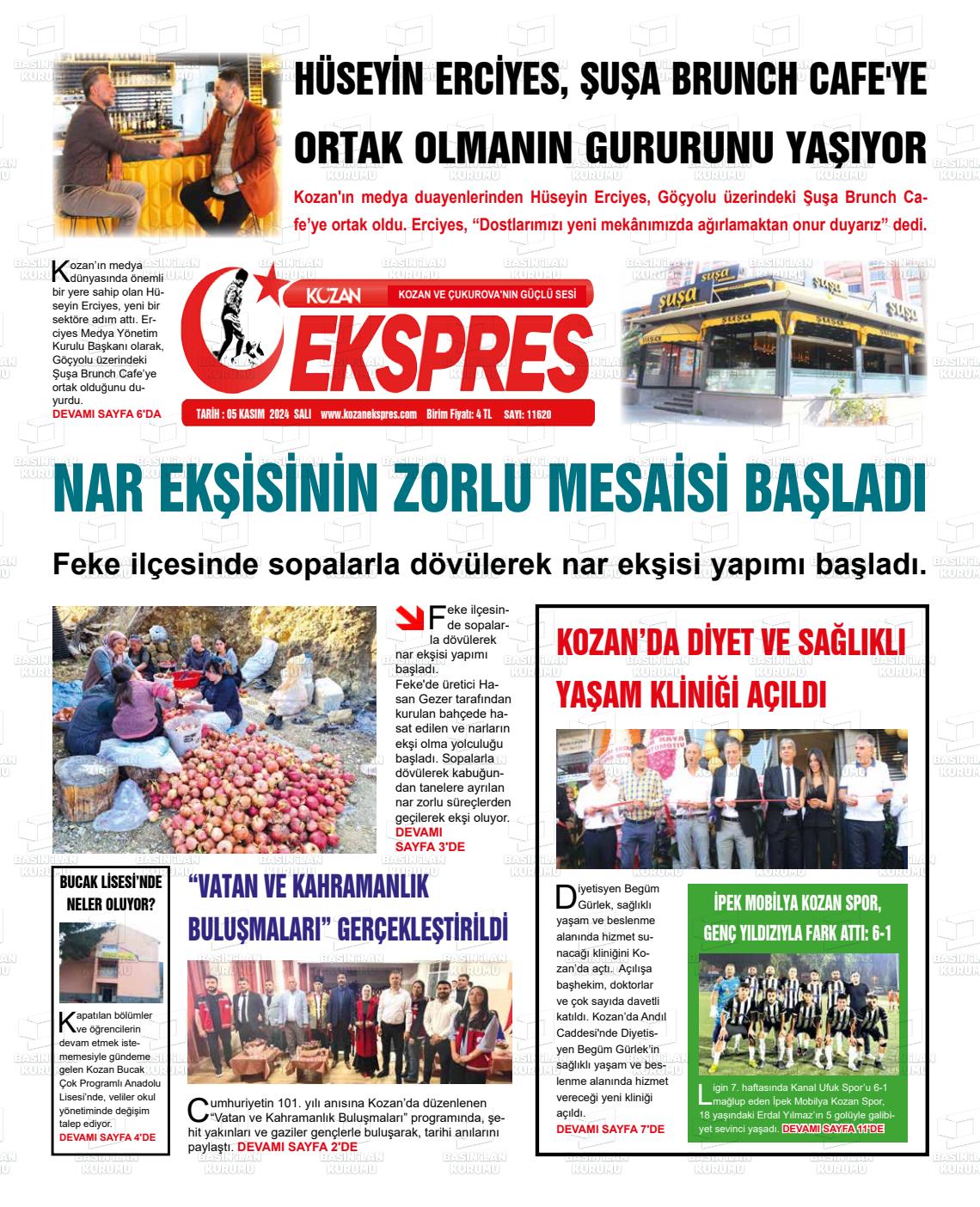 05 Kasım 2024 Kozan Ekspres Gazete Manşeti