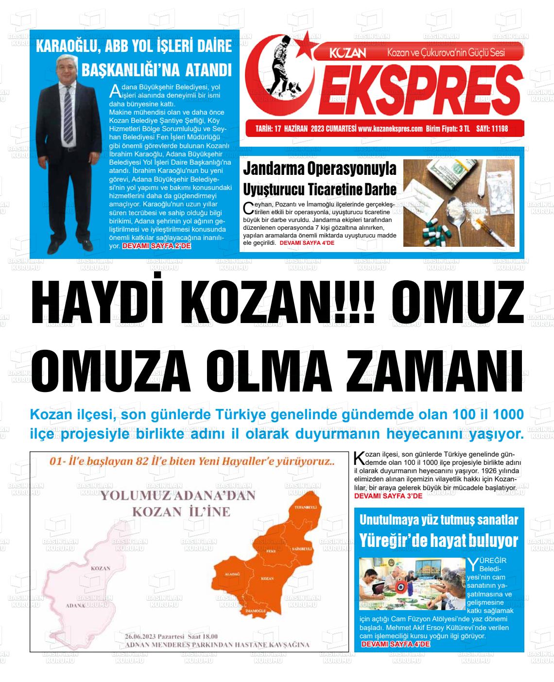 24 Haziran 2023 Kozan Ekspres Gazete Manşeti