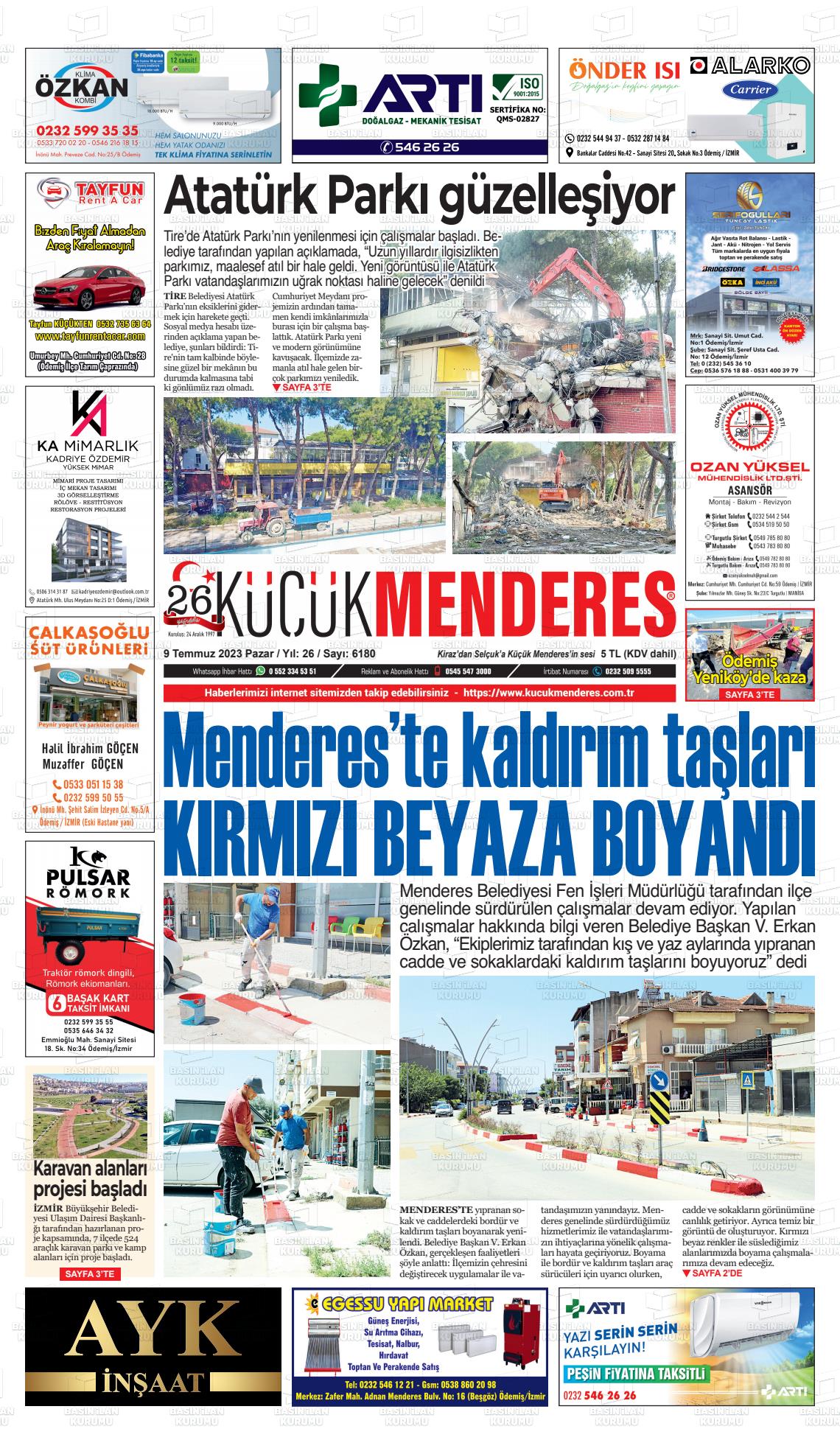 27 Ağustos 2023 Küçük Menderes Gazete Manşeti