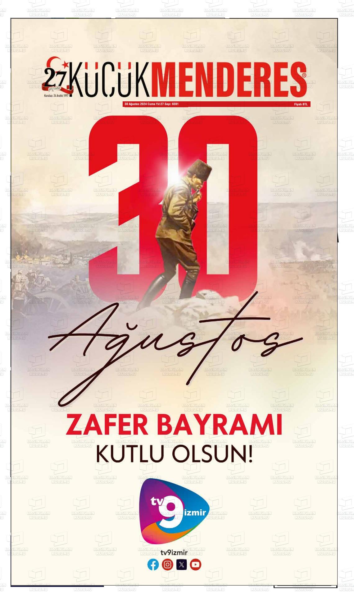 30 Ağustos 2024 Küçük Menderes Gazete Manşeti