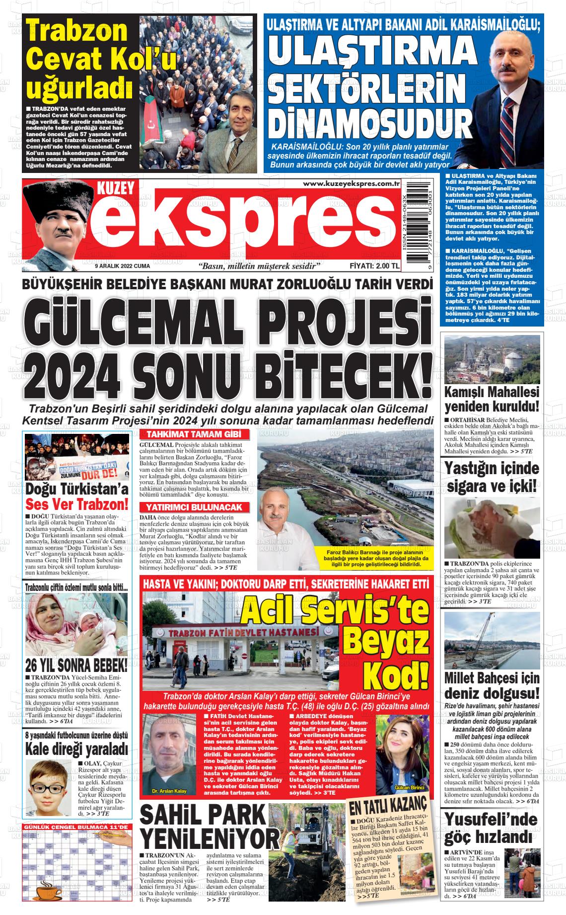 09 Aralık 2022 Kuzey Ekspres Gazete Manşeti