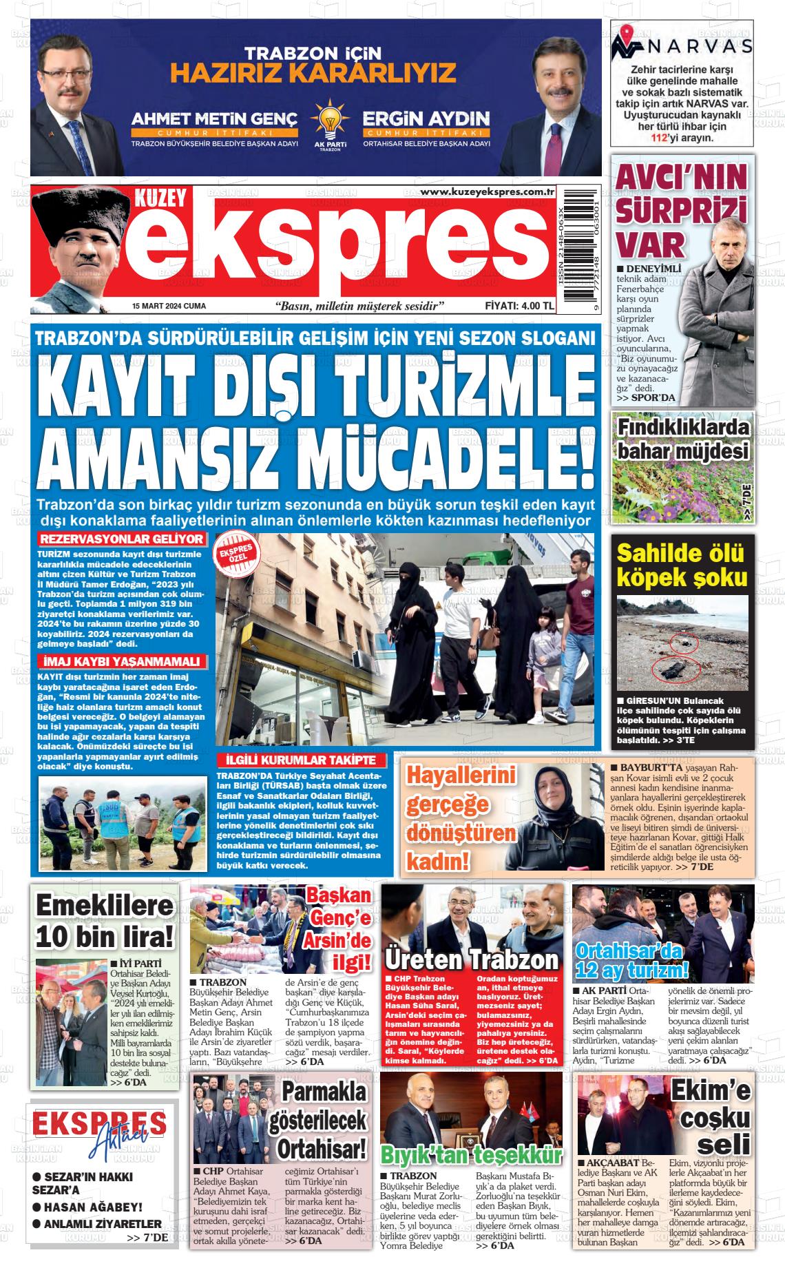 15 Mart 2024 Kuzey Ekspres Gazete Manşeti