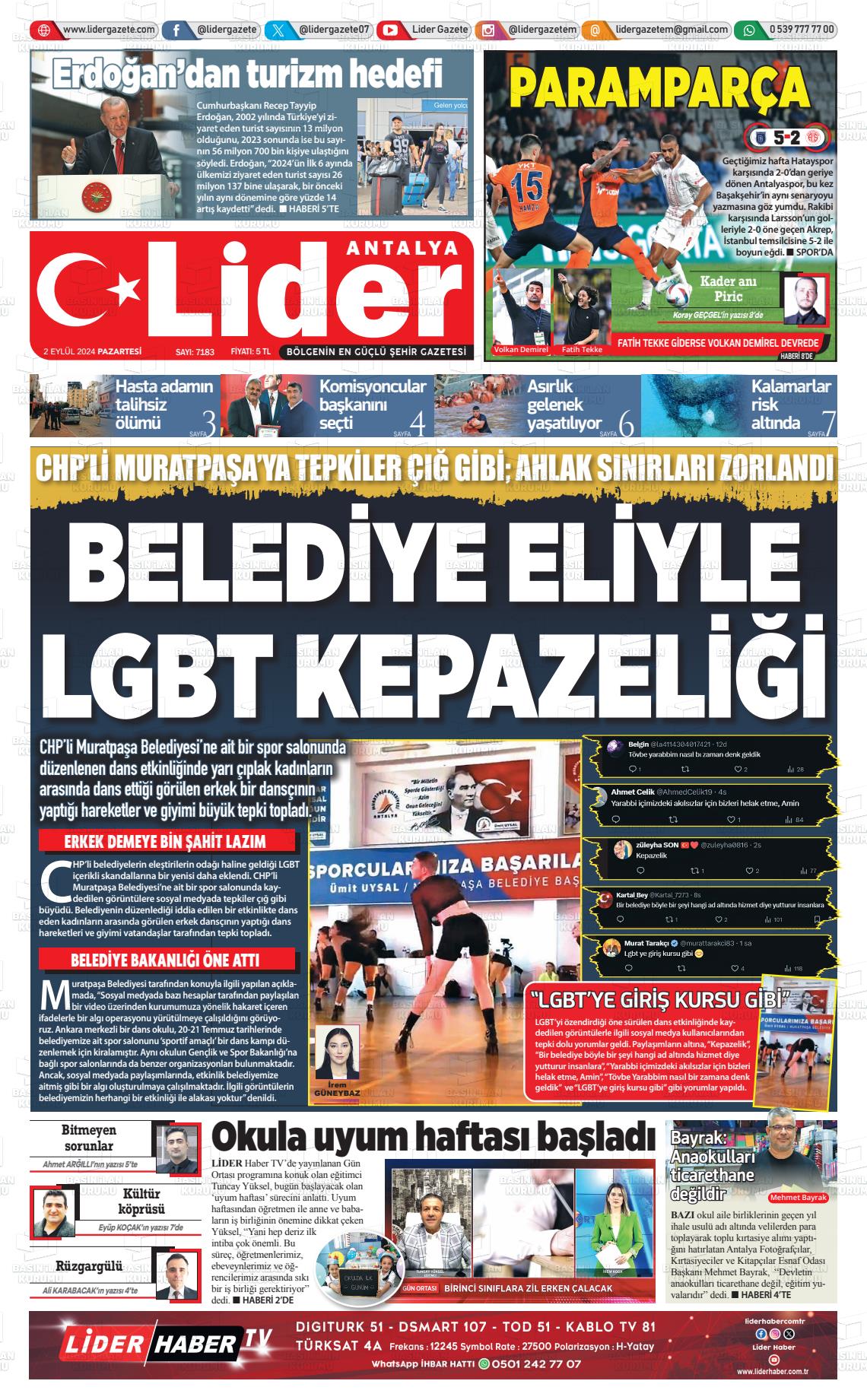 02 Eylül 2024 Lider Gazete Gazete Manşeti