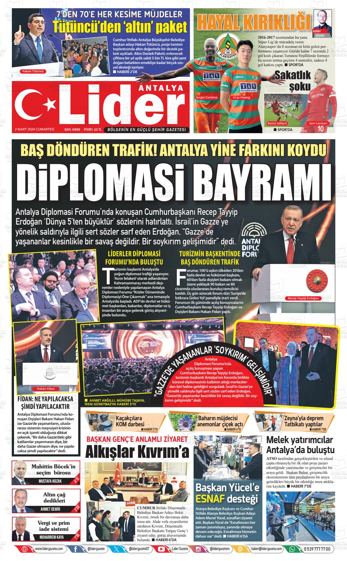 02 Mart 2024 Lider Gazete Gazete Manşeti