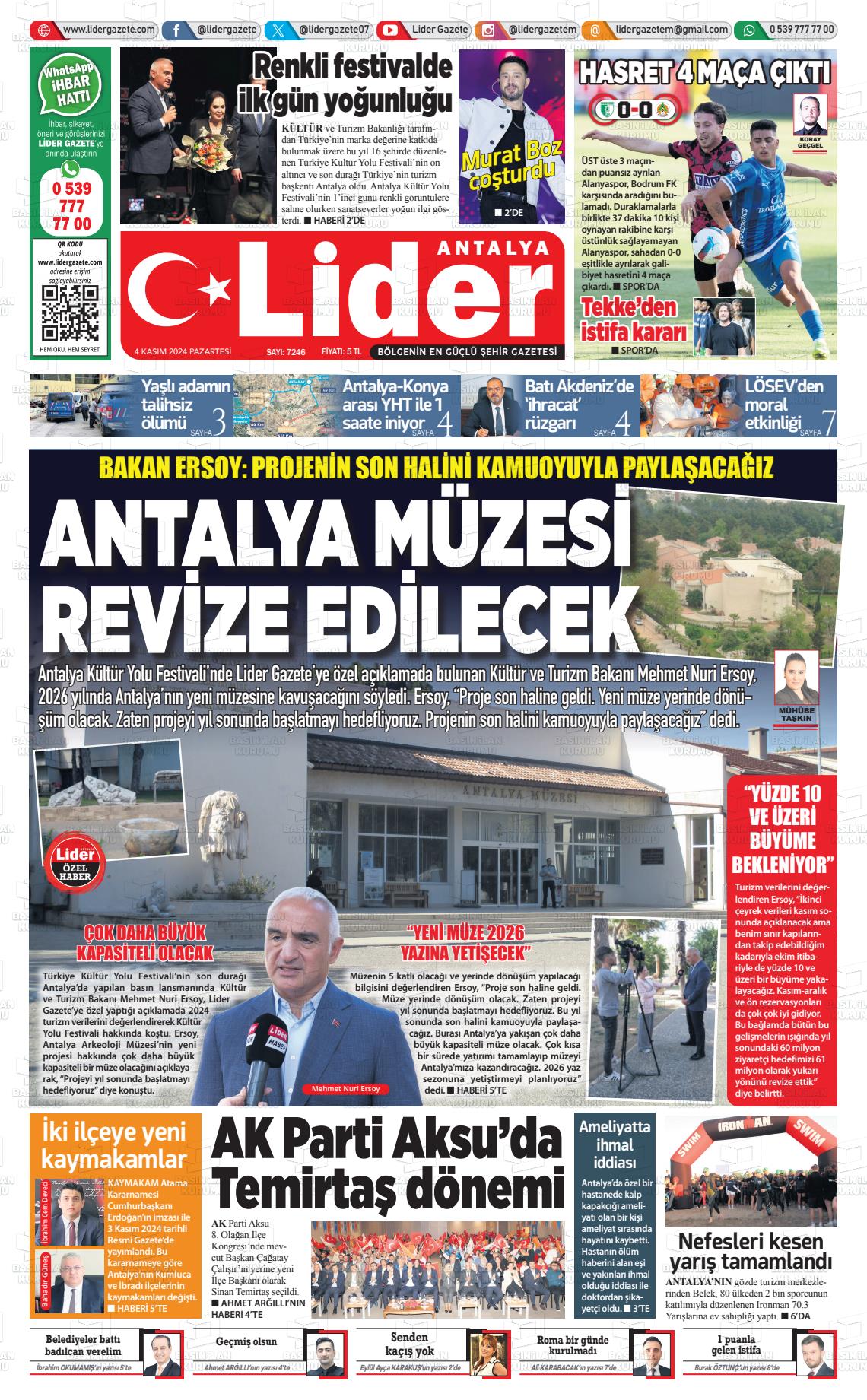 04 Kasım 2024 Lider Gazete Gazete Manşeti