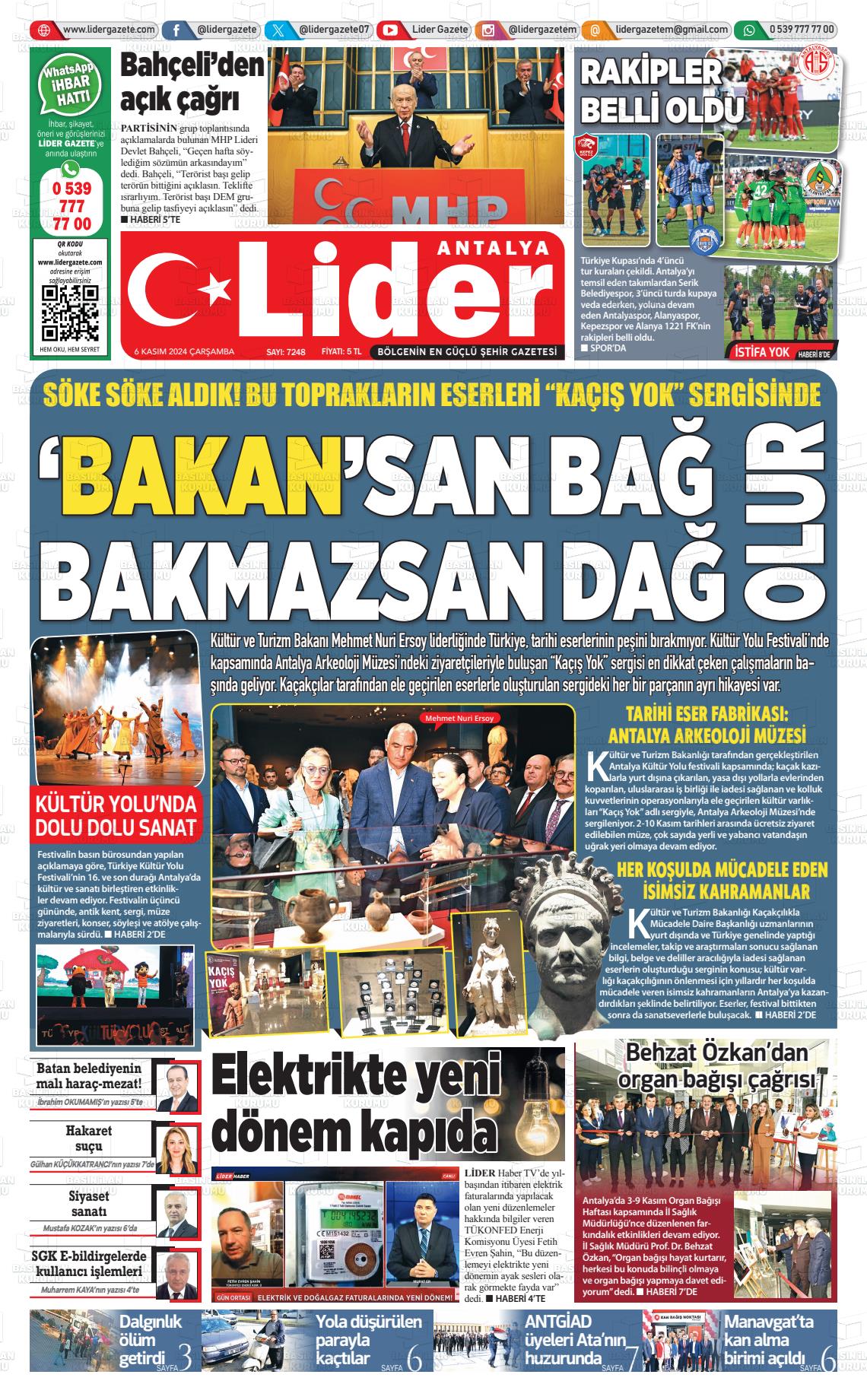 06 Kasım 2024 Lider Gazete Gazete Manşeti