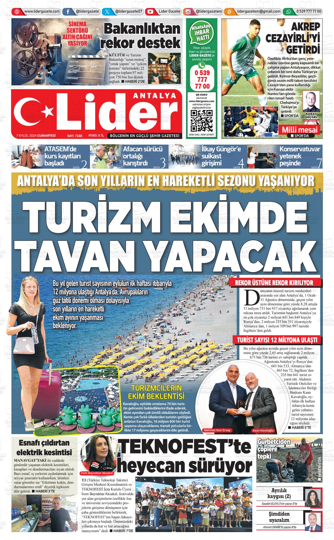 07 Eylül 2024 Lider Gazete Gazete Manşeti