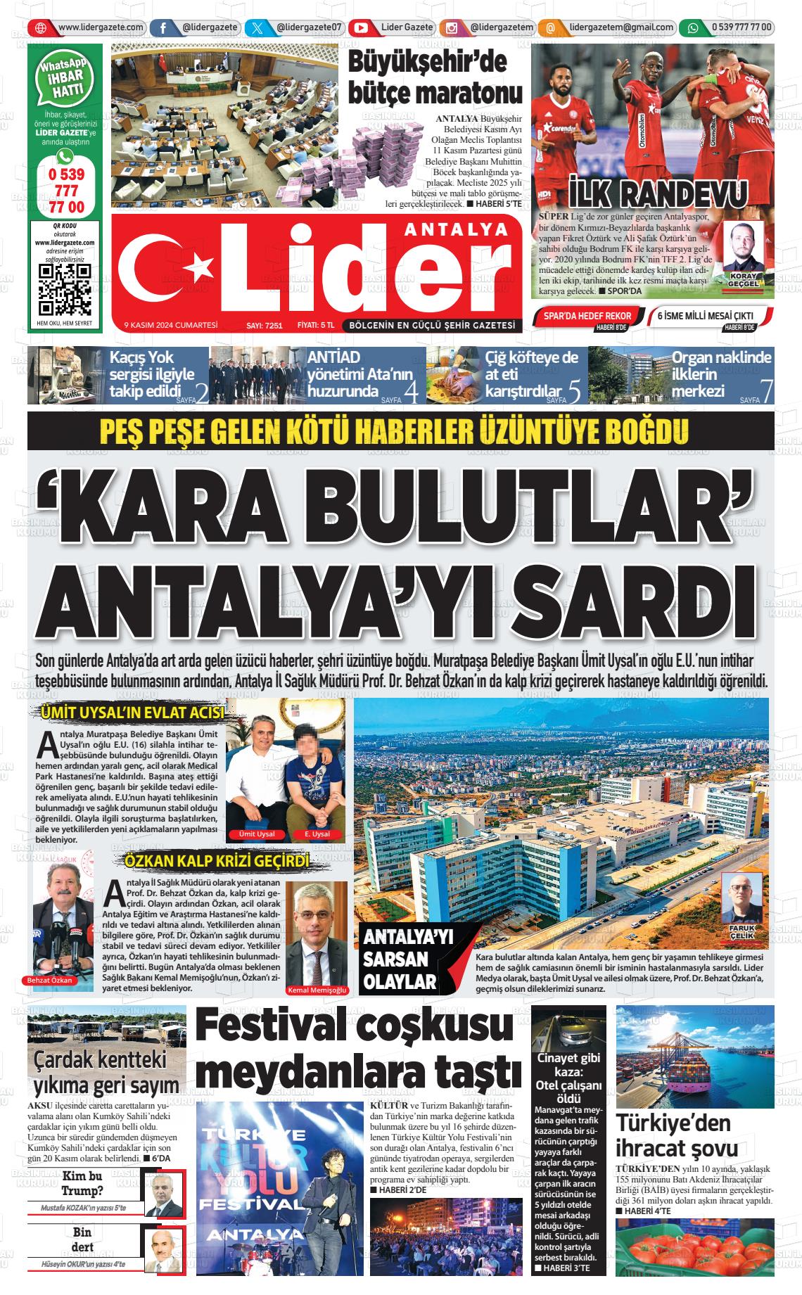 09 Kasım 2024 Lider Gazete Gazete Manşeti