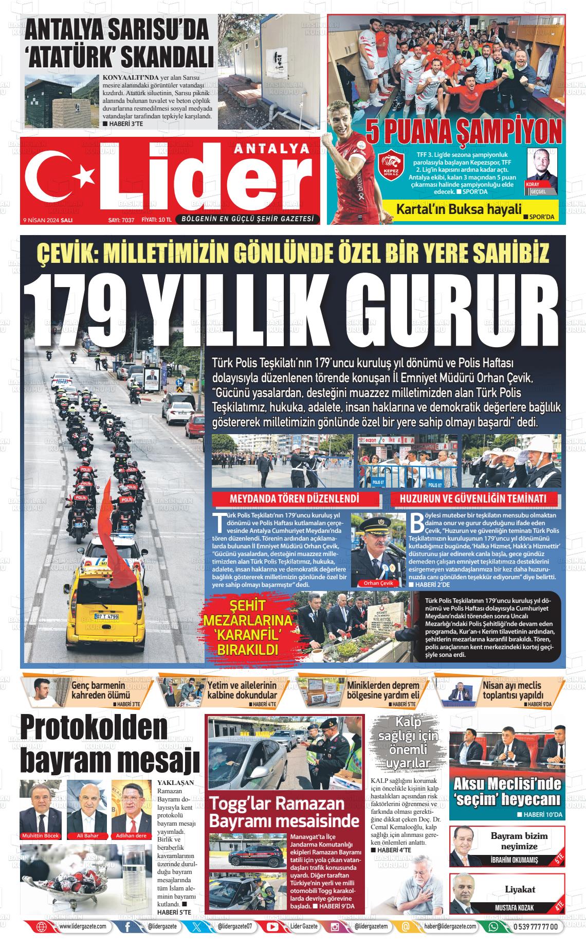 09 Nisan 2024 Lider Gazete Gazete Manşeti