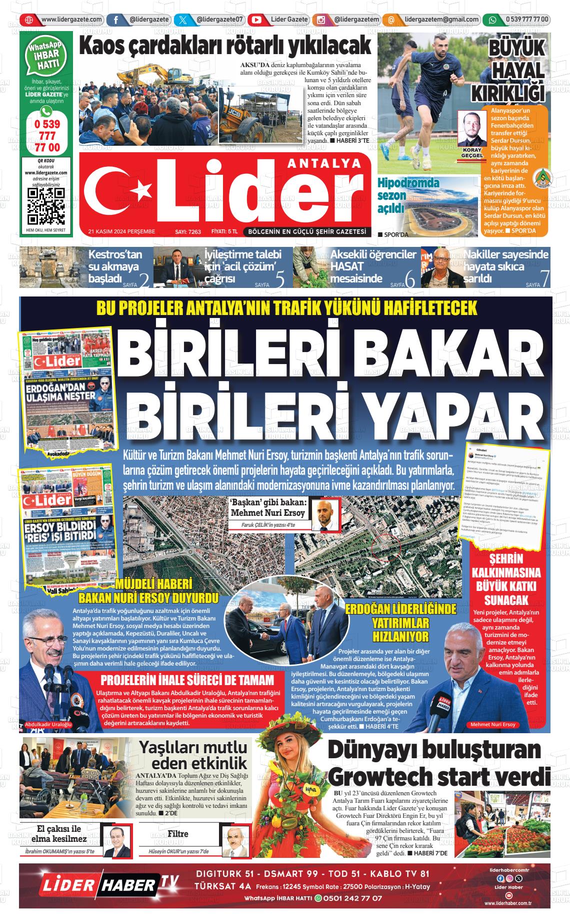 21 Kasım 2024 Lider Gazete Gazete Manşeti