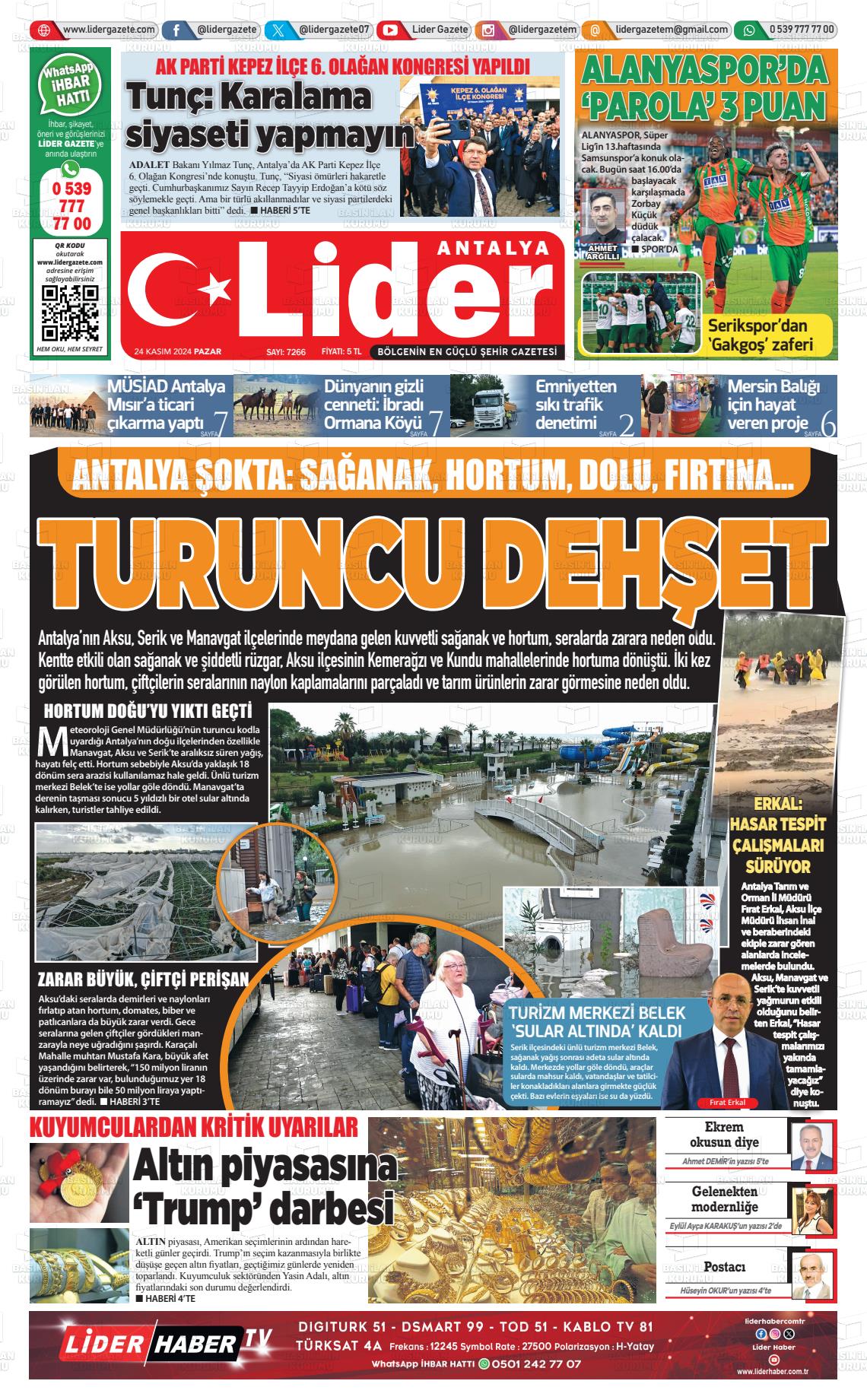 24 Kasım 2024 Lider Gazete Gazete Manşeti