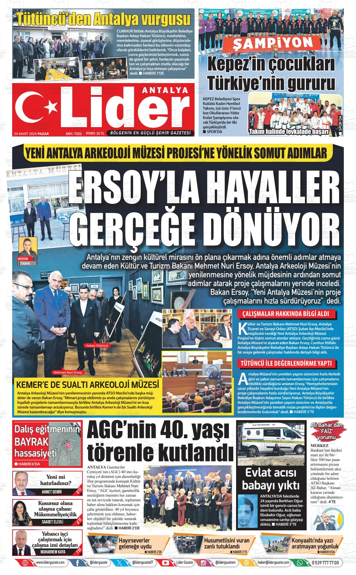 24 Mart 2024 Lider Gazete Gazete Manşeti