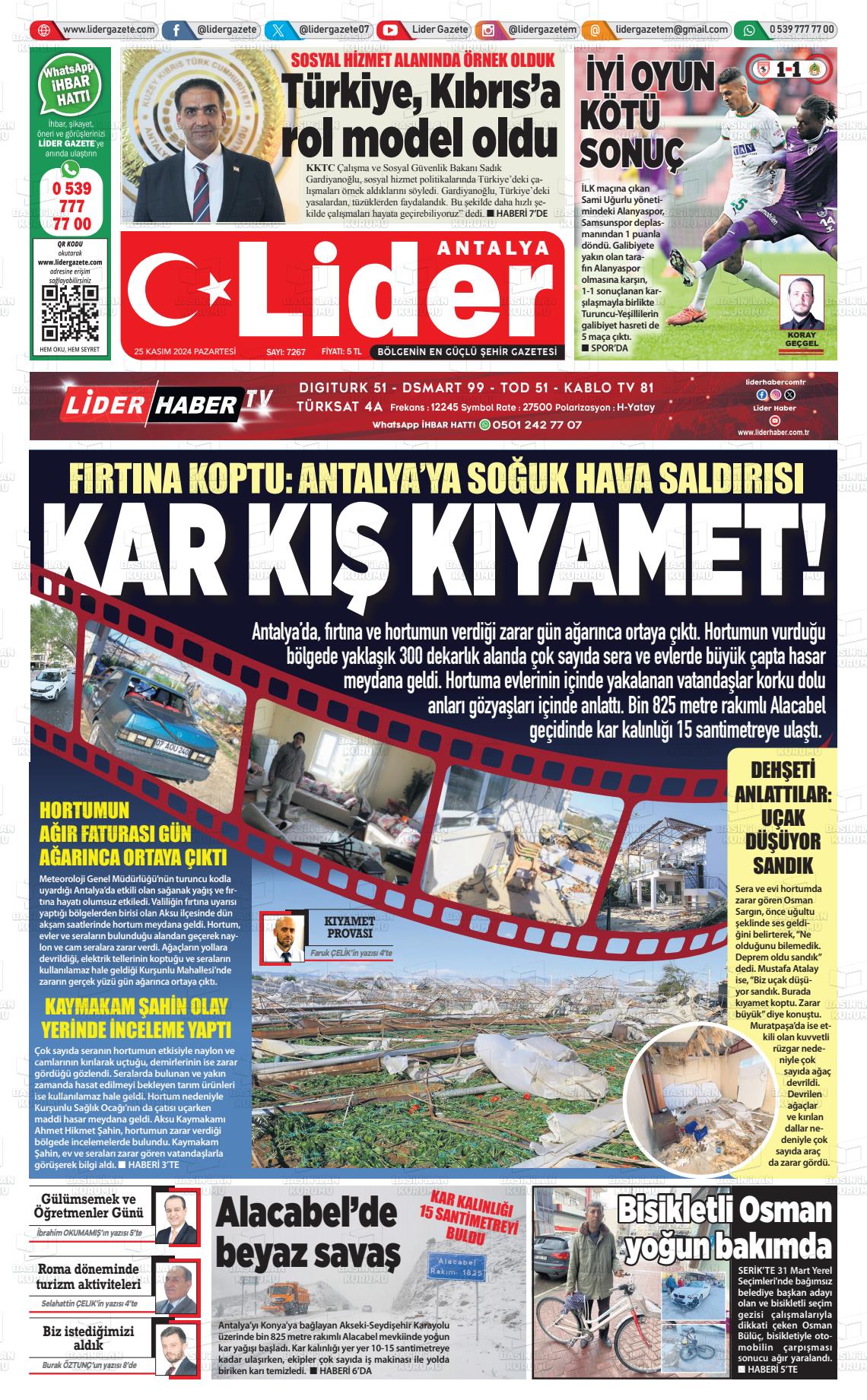 25 Kasım 2024 Lider Gazete Gazete Manşeti