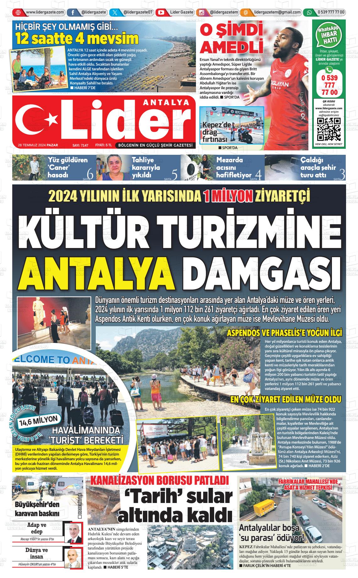 28 Temmuz 2024 Lider Gazete Gazete Manşeti