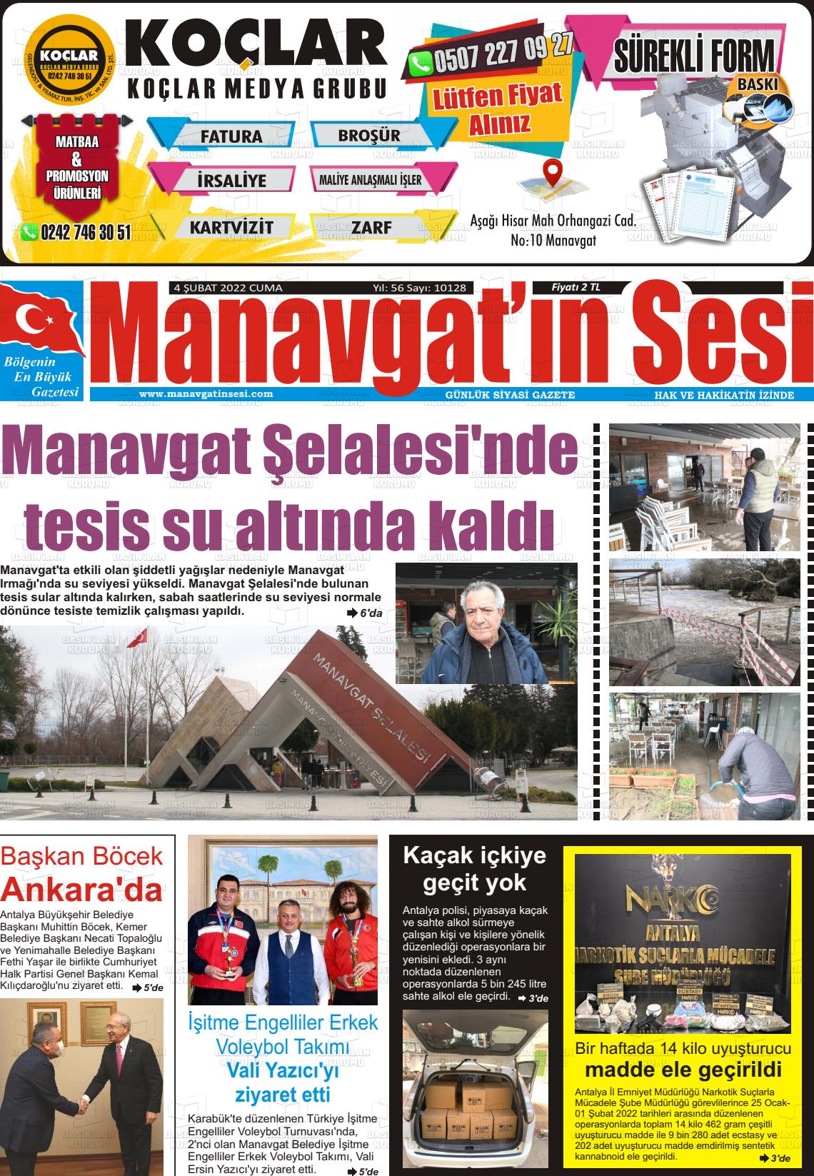 04 Şubat 2022 Manavgat'ın Sesi Gazete Manşeti