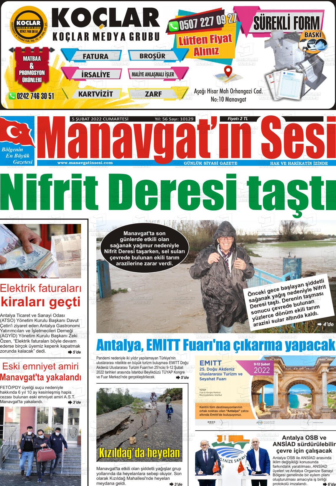 05 Şubat 2022 Manavgat'ın Sesi Gazete Manşeti