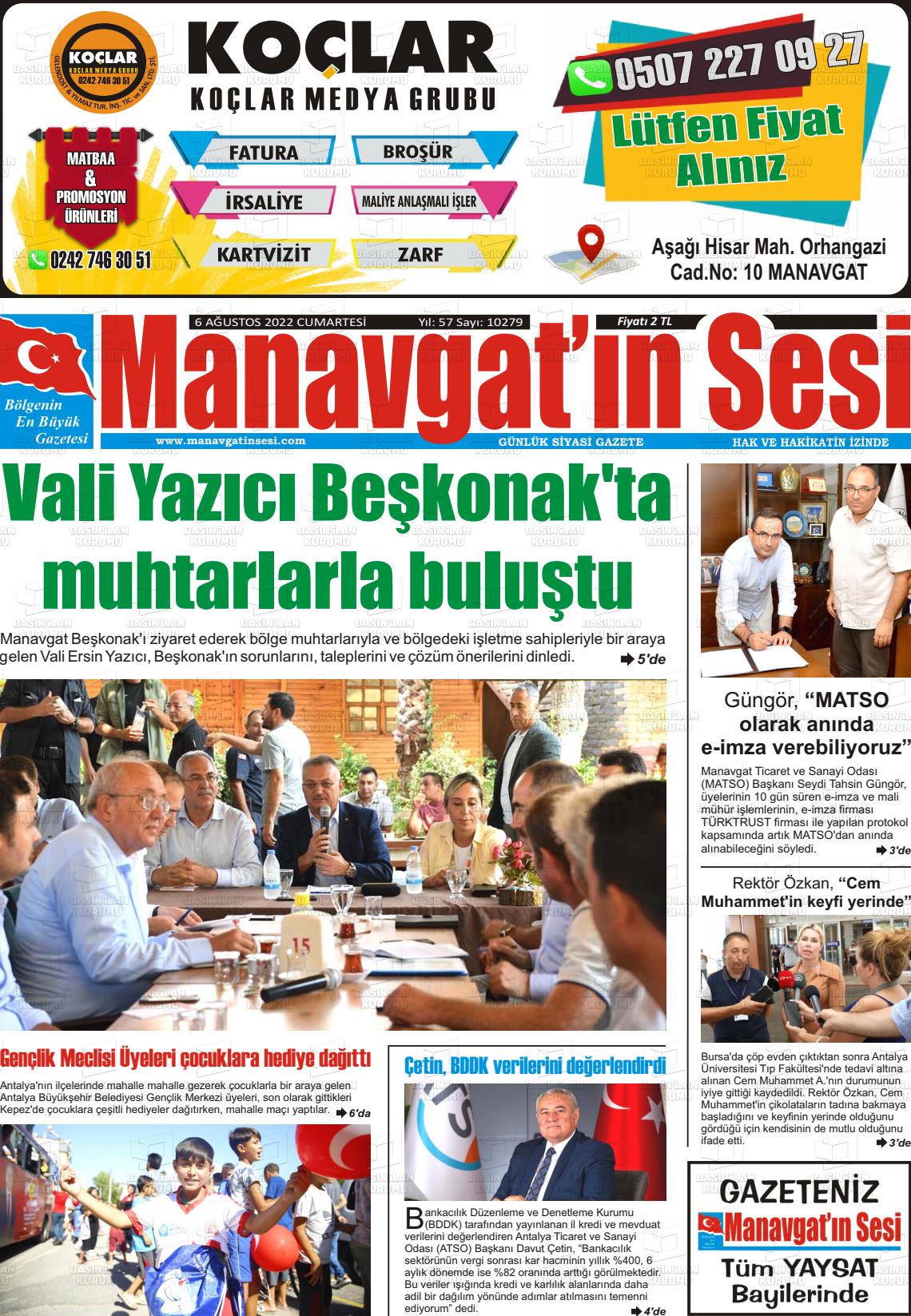 04 Ekim 2022 Manavgat'ın Sesi Gazete Manşeti