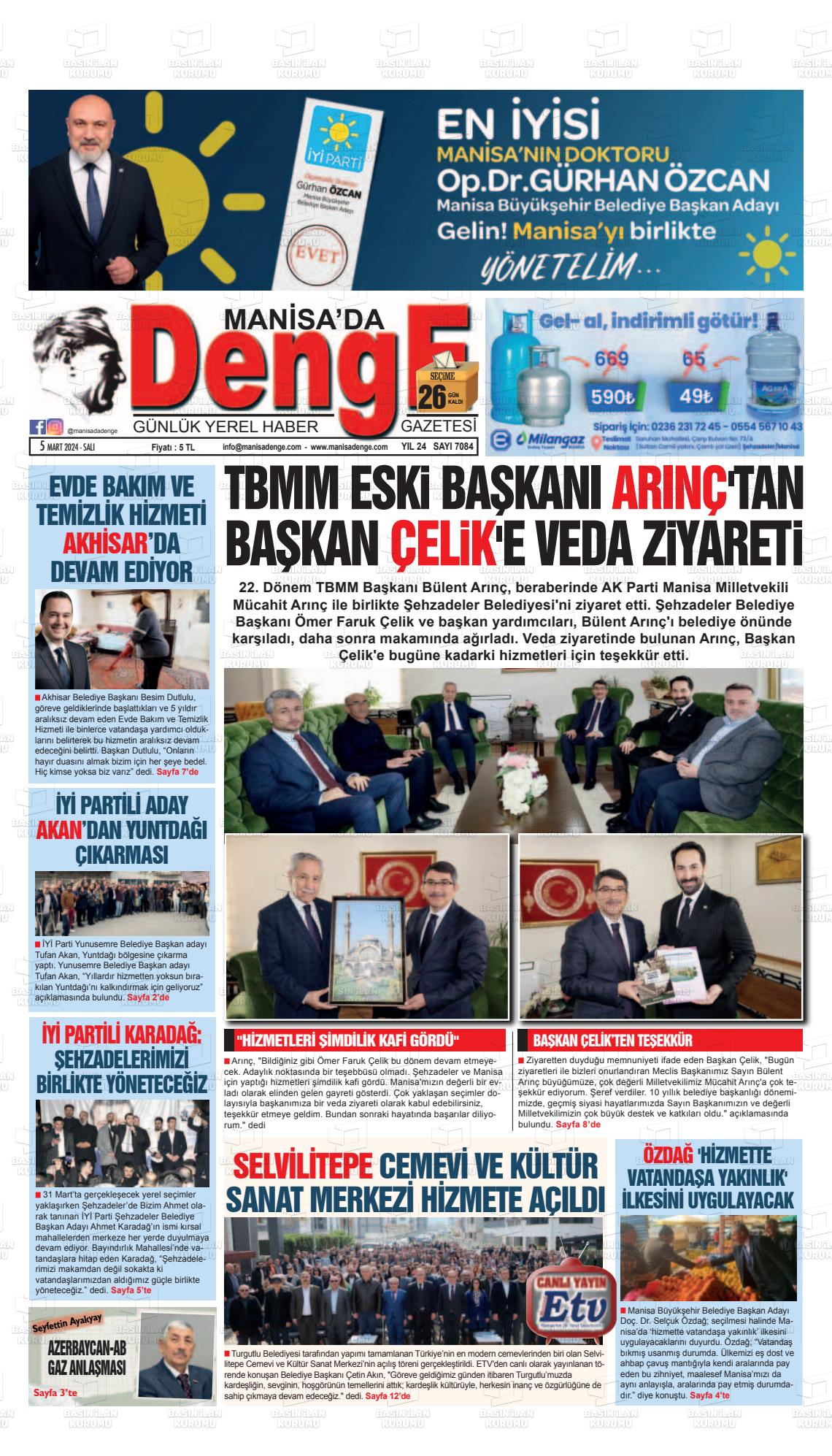 07 Mart 2024 Manisada Denge Gazete Manşeti