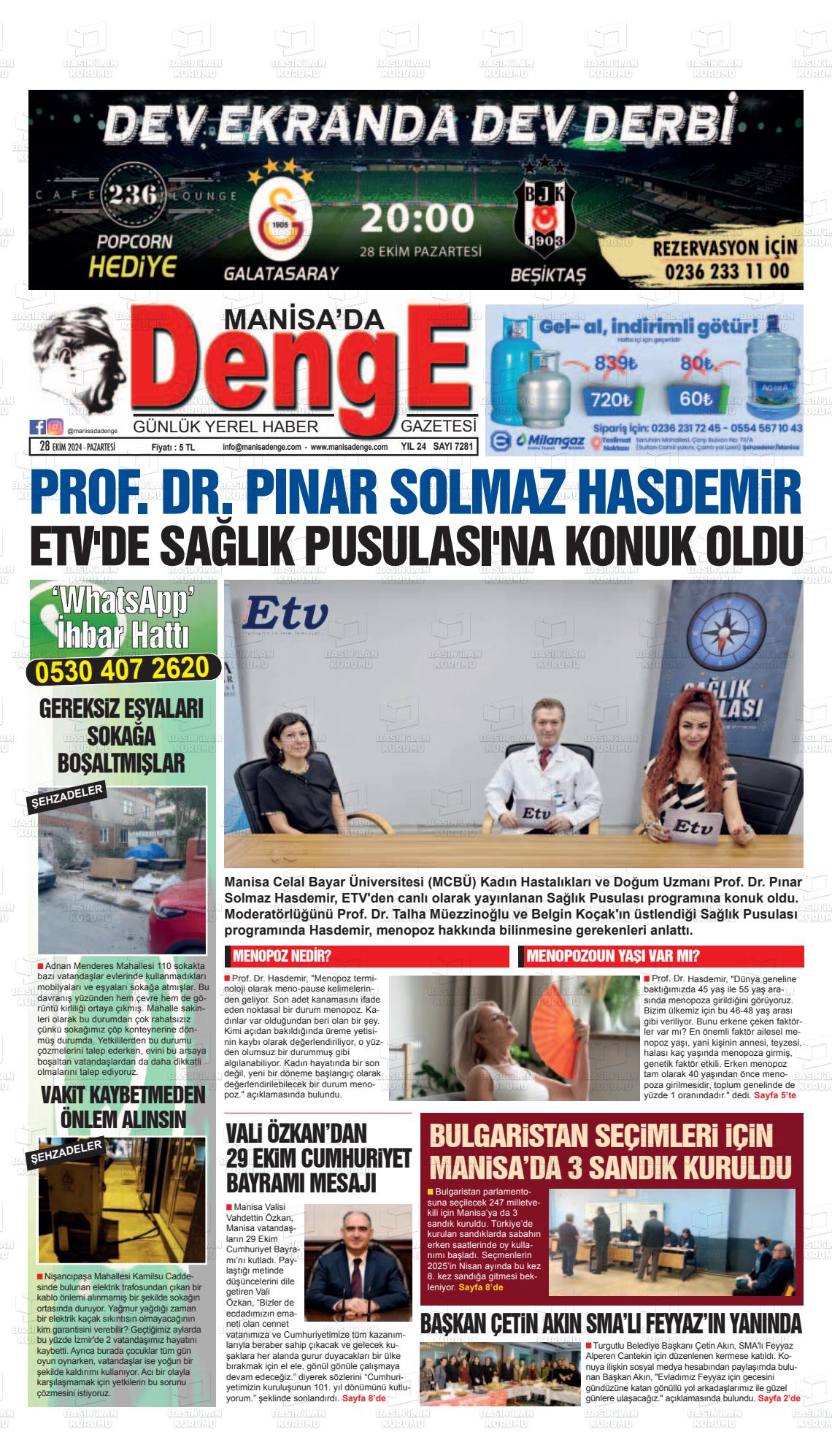 28 Ekim 2024 Manisada Denge Gazete Manşeti