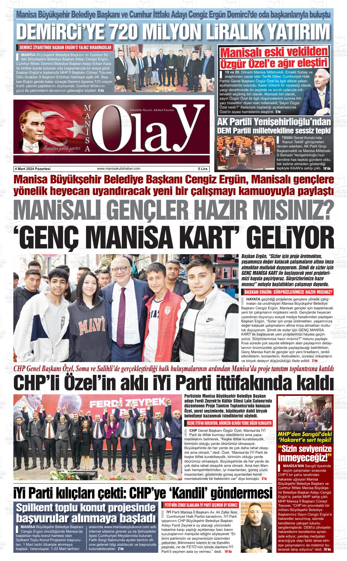 04 Mart 2024 Manisa Olay Gazete Manşeti