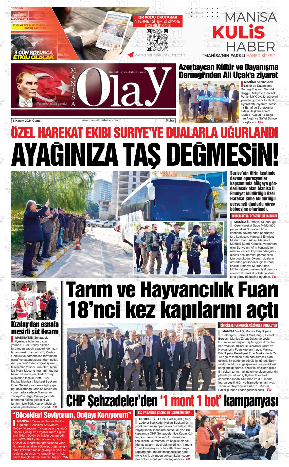 08 Kasım 2024 Manisa Olay Gazete Manşeti