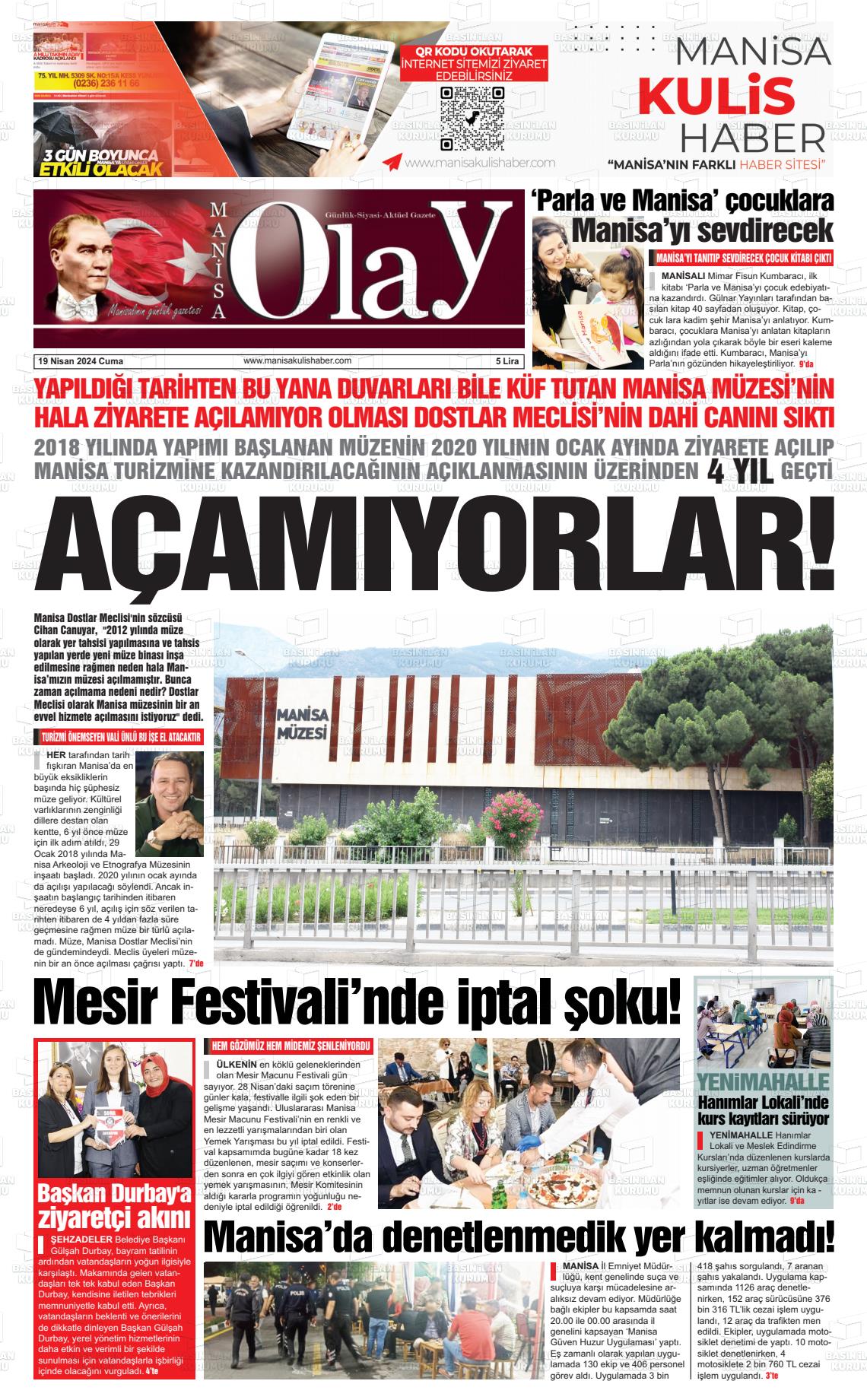 19 Nisan 2024 Manisa Olay Gazete Manşeti