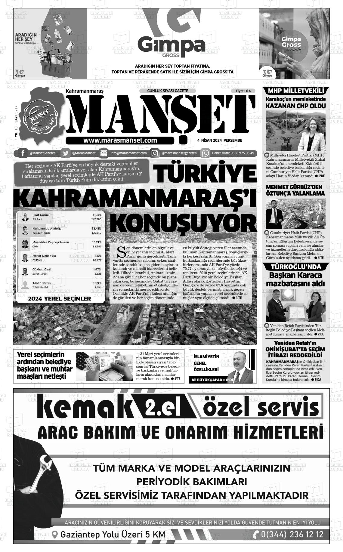 04 Nisan 2024 Manşet Gazete Manşeti