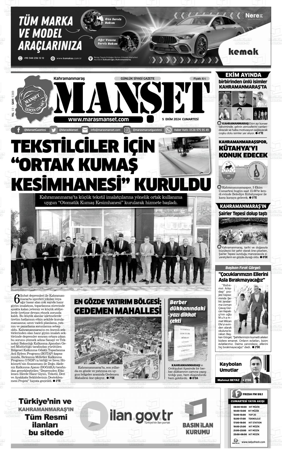 05 Ekim 2024 Manşet Gazete Manşeti