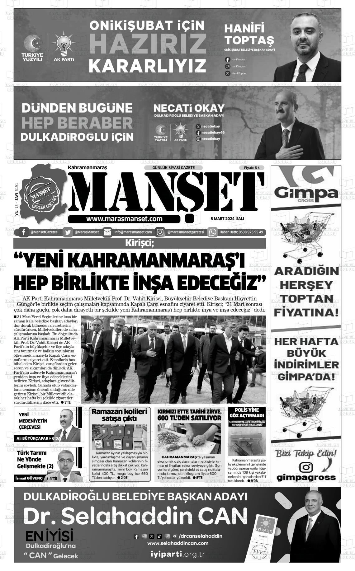 06 Mart 2024 Manşet Gazete Manşeti