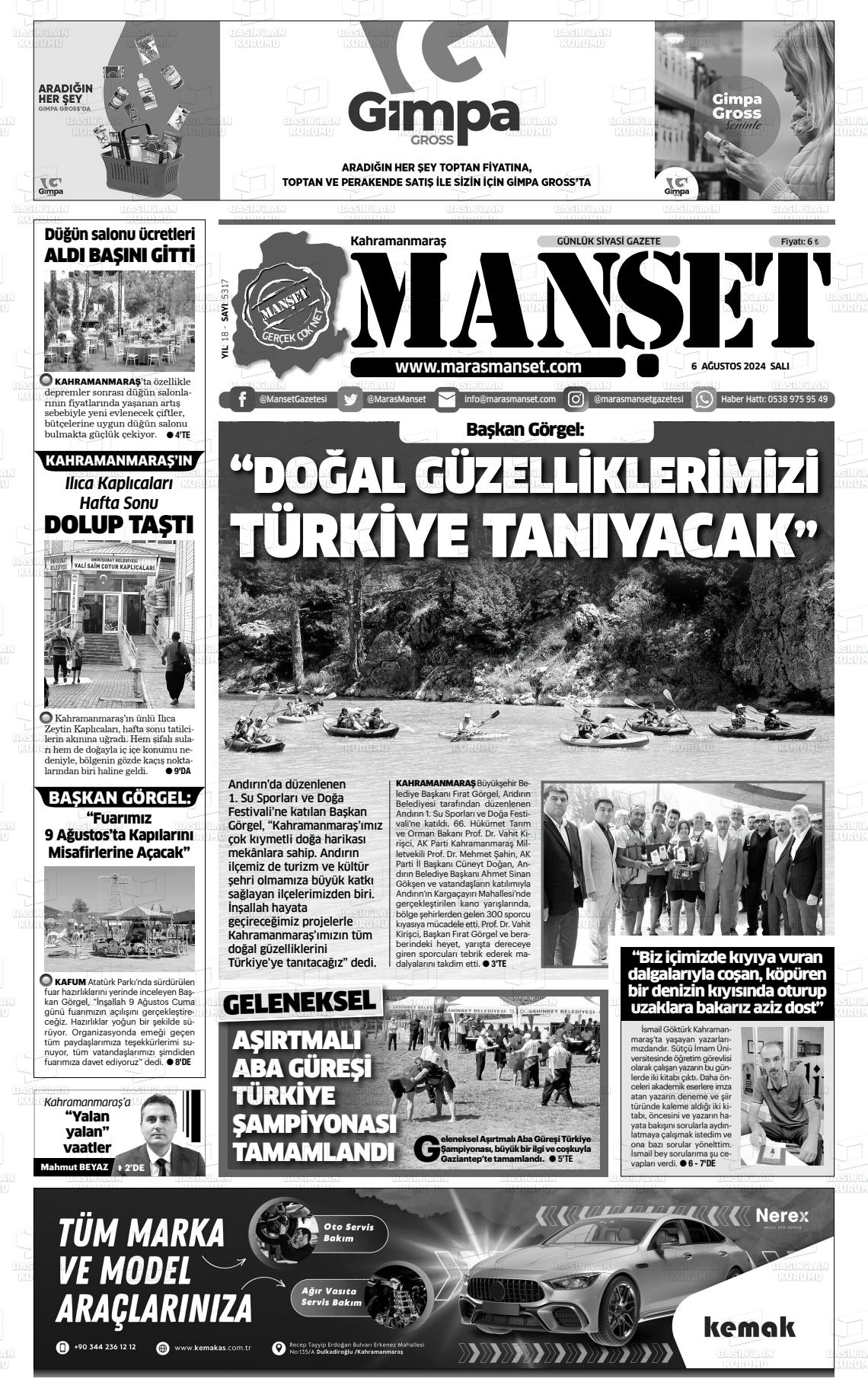 06 Ağustos 2024 Manşet Gazete Manşeti