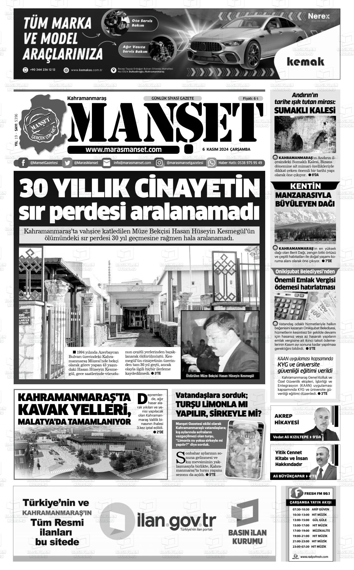 06 Kasım 2024 Manşet Gazete Manşeti