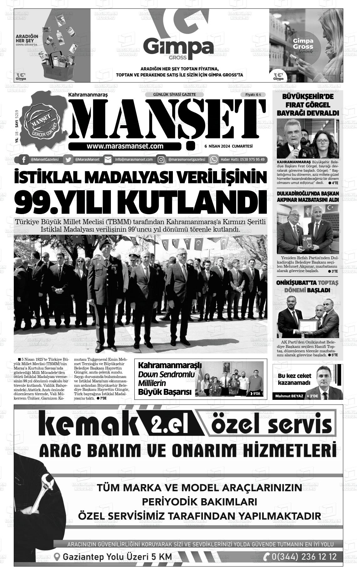 06 Nisan 2024 Manşet Gazete Manşeti