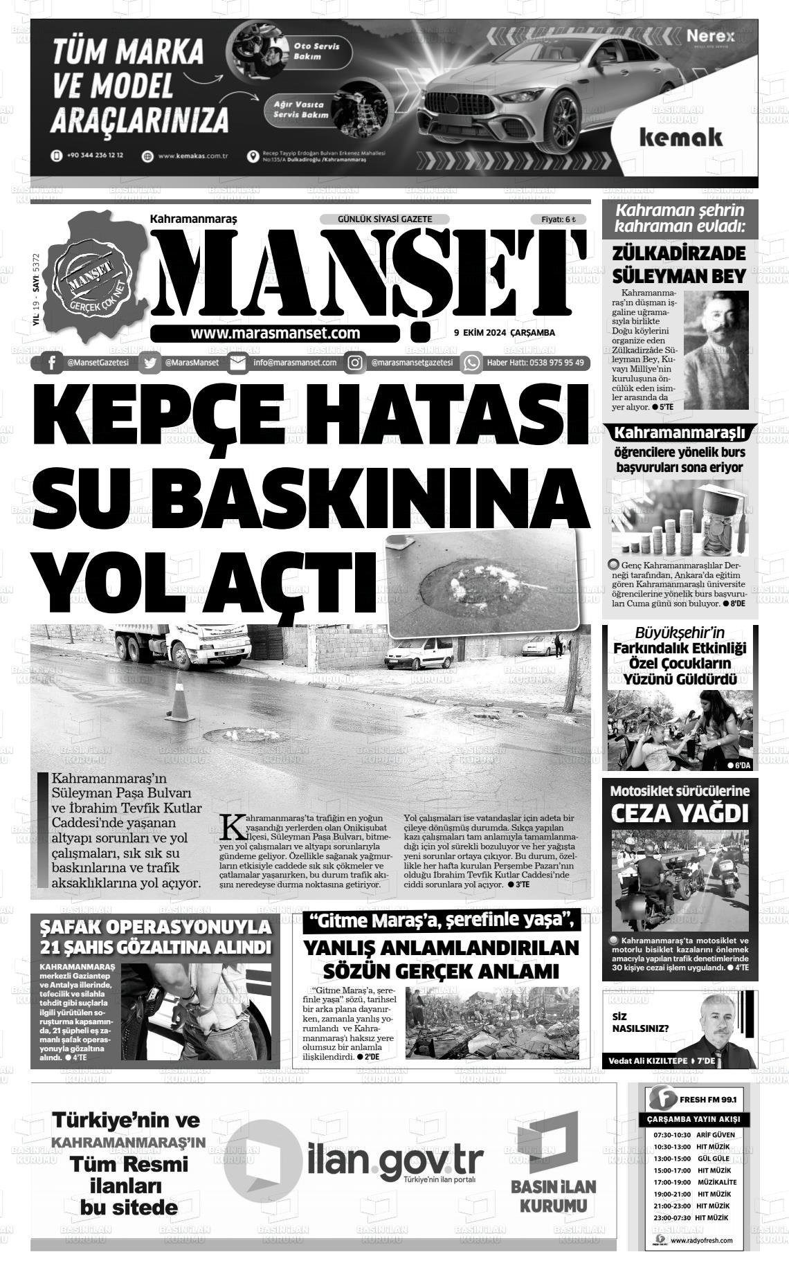 09 Ekim 2024 Manşet Gazete Manşeti