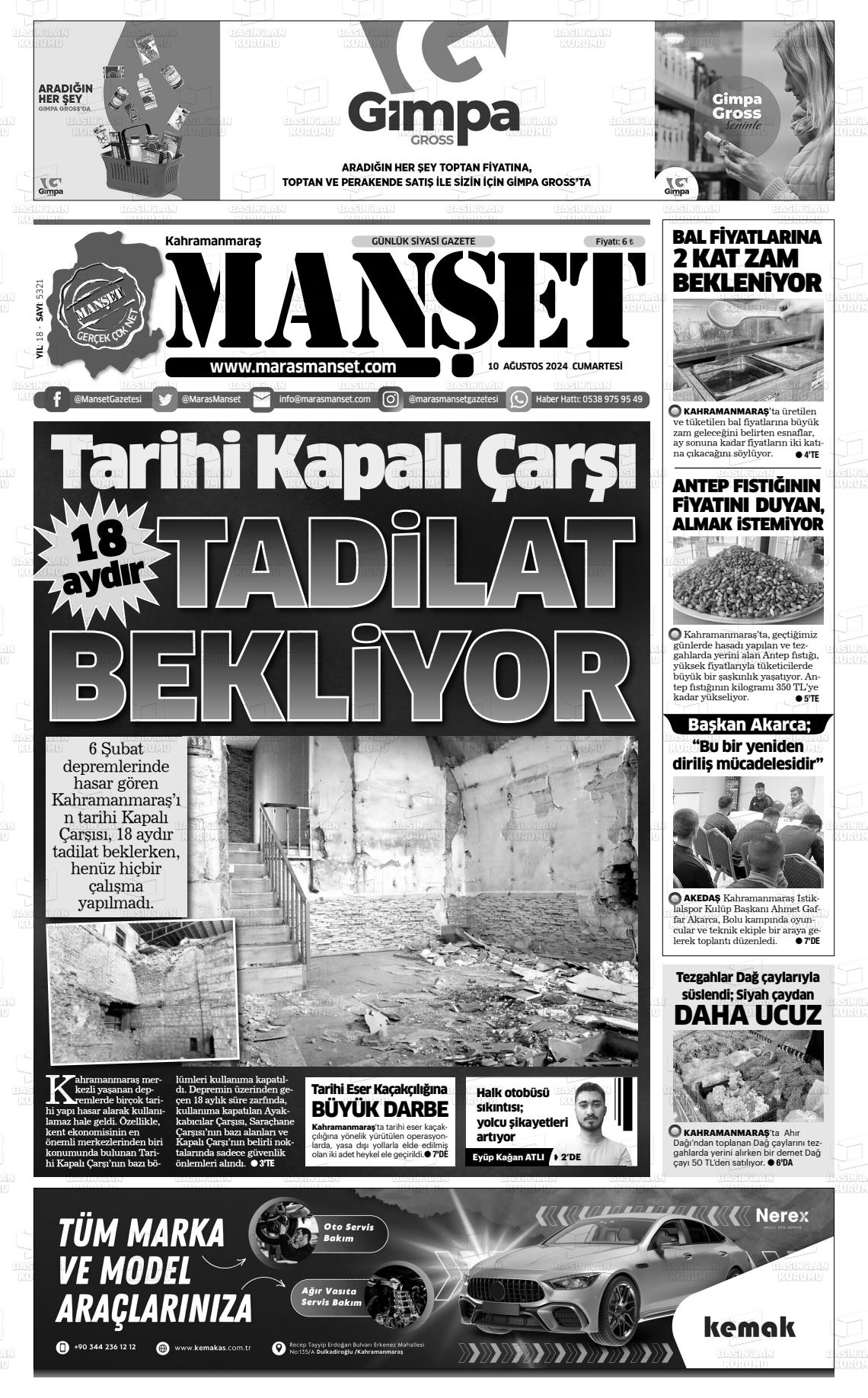 10 Ağustos 2024 Manşet Gazete Manşeti