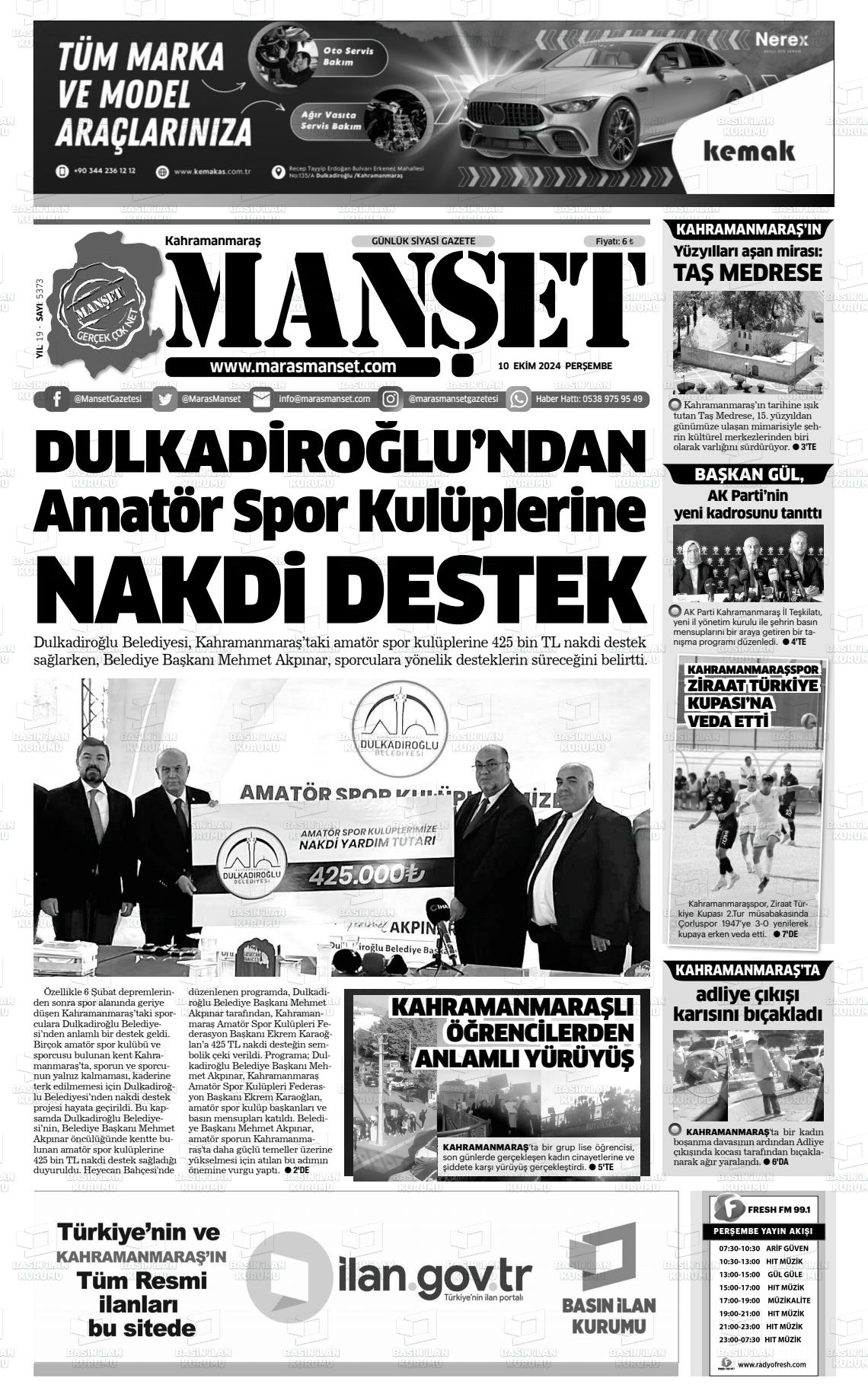 10 Ekim 2024 Manşet Gazete Manşeti