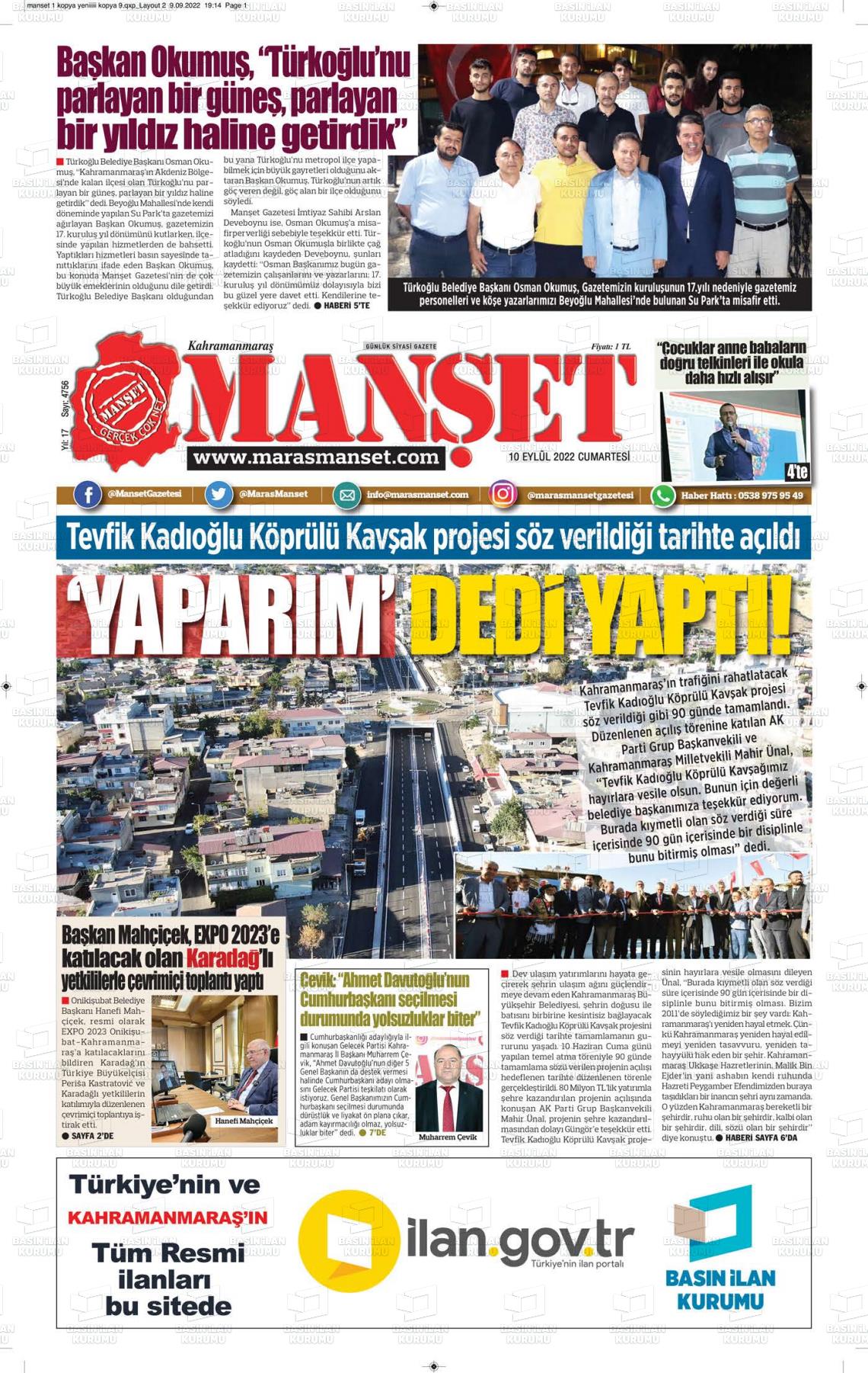 10 Eylül 2022 Manşet Gazete Manşeti