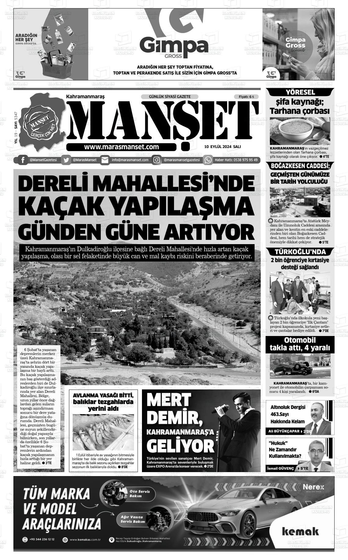 10 Eylül 2024 Manşet Gazete Manşeti