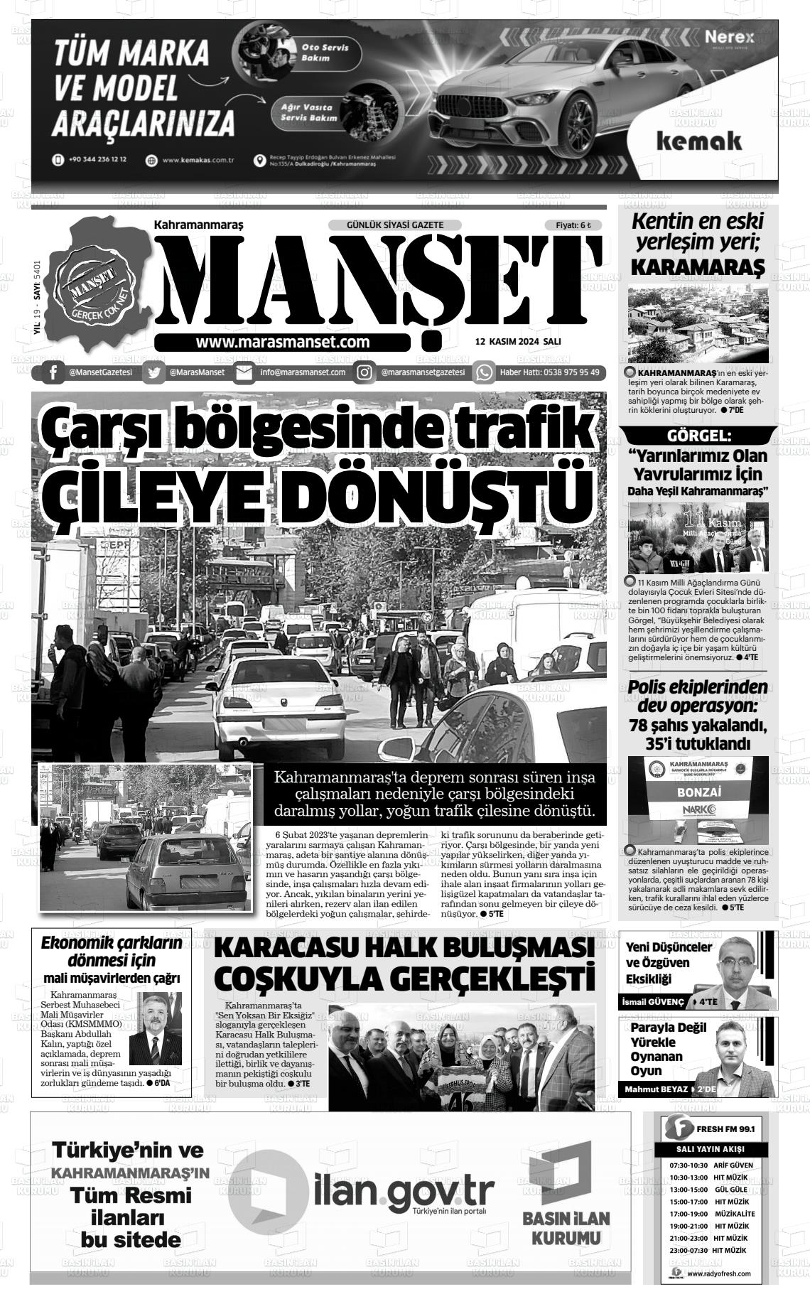 12 Kasım 2024 Manşet Gazete Manşeti