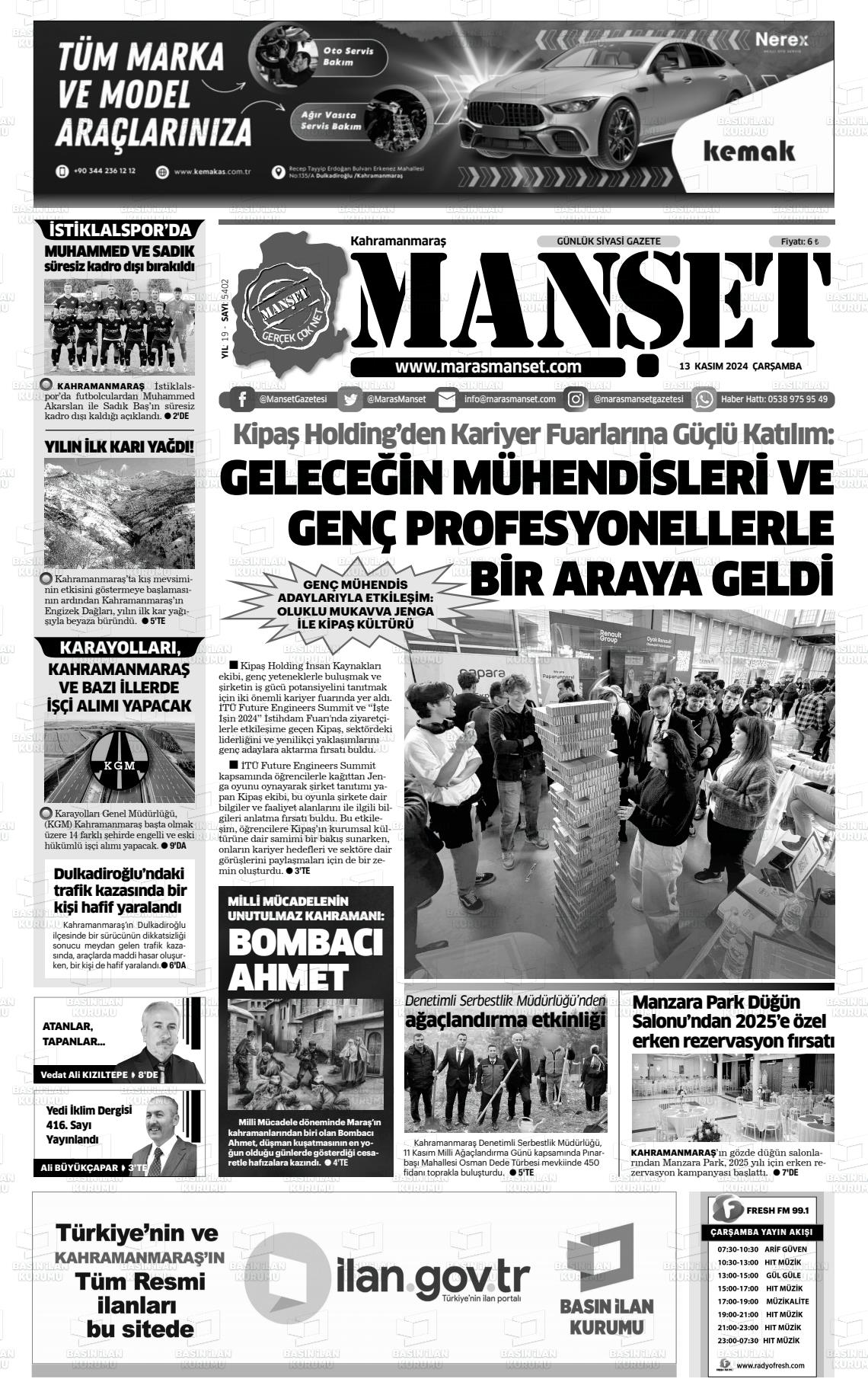 13 Kasım 2024 Manşet Gazete Manşeti