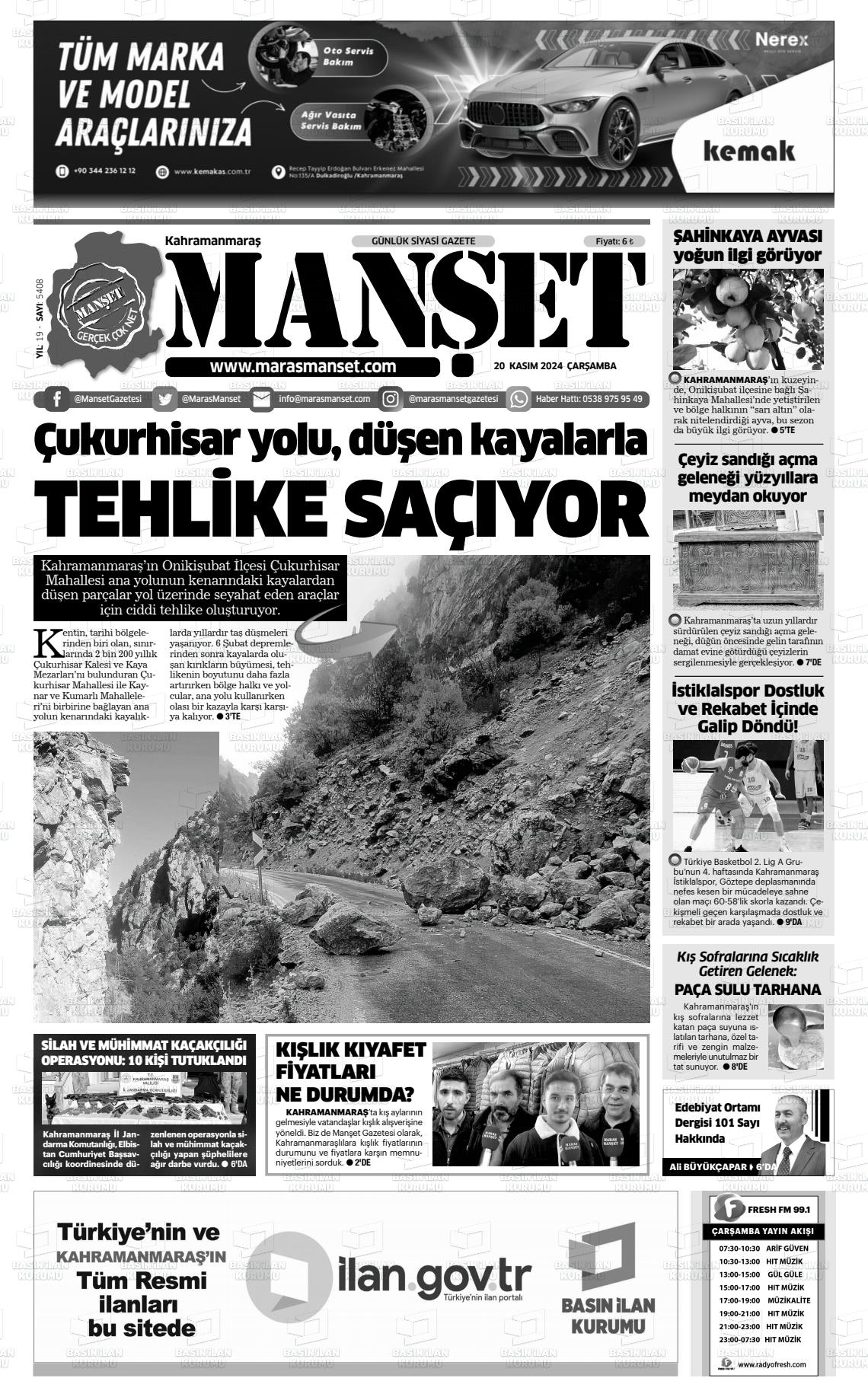 20 Kasım 2024 Manşet Gazete Manşeti