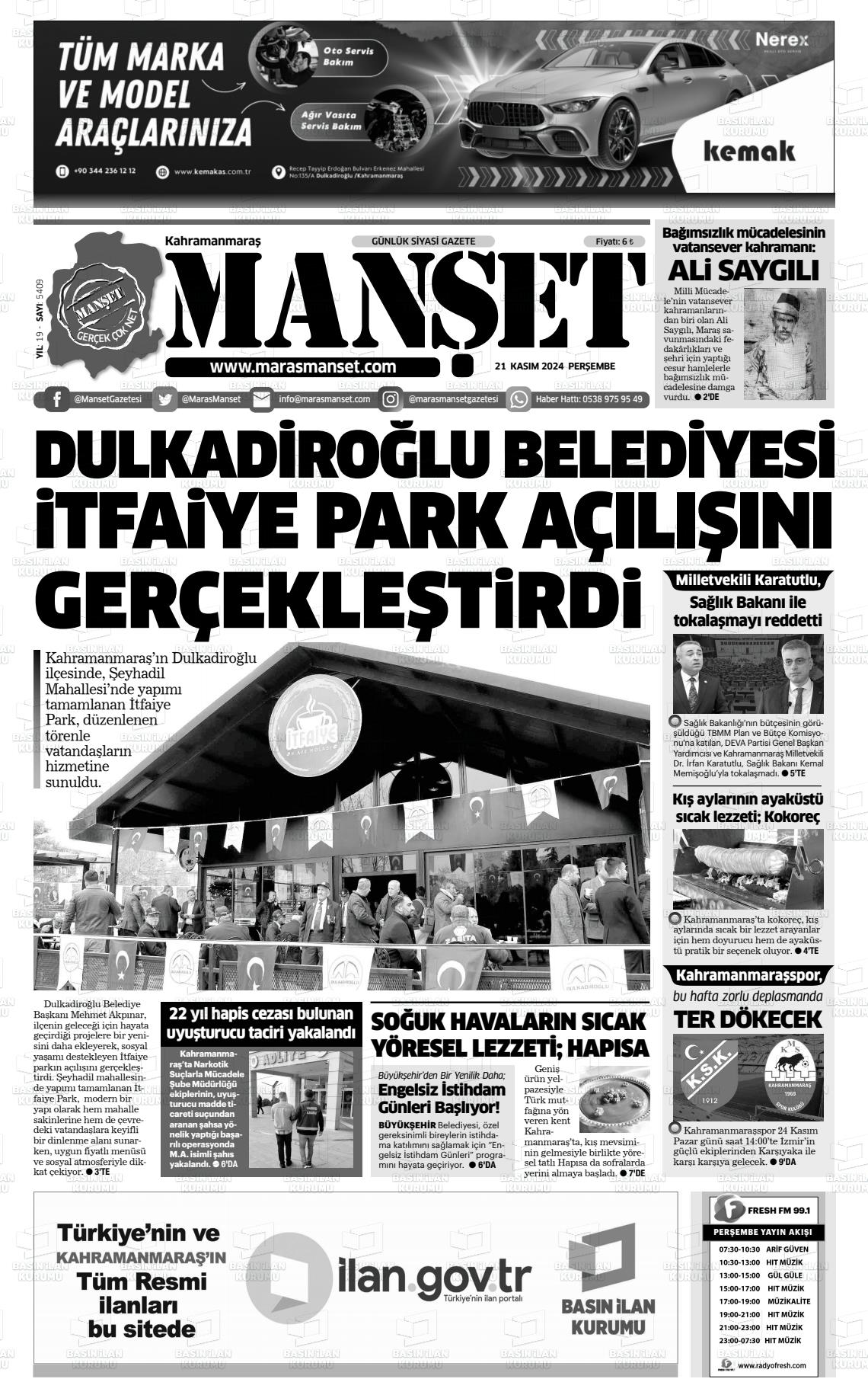 21 Kasım 2024 Manşet Gazete Manşeti