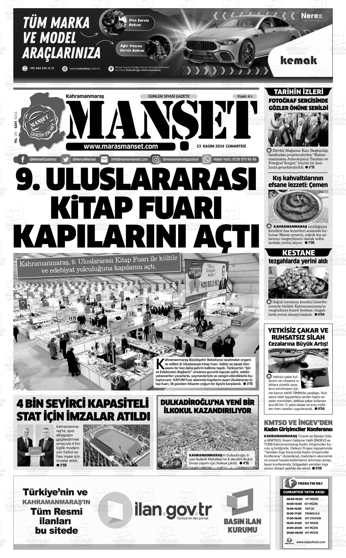 23 Kasım 2024 Manşet Gazete Manşeti