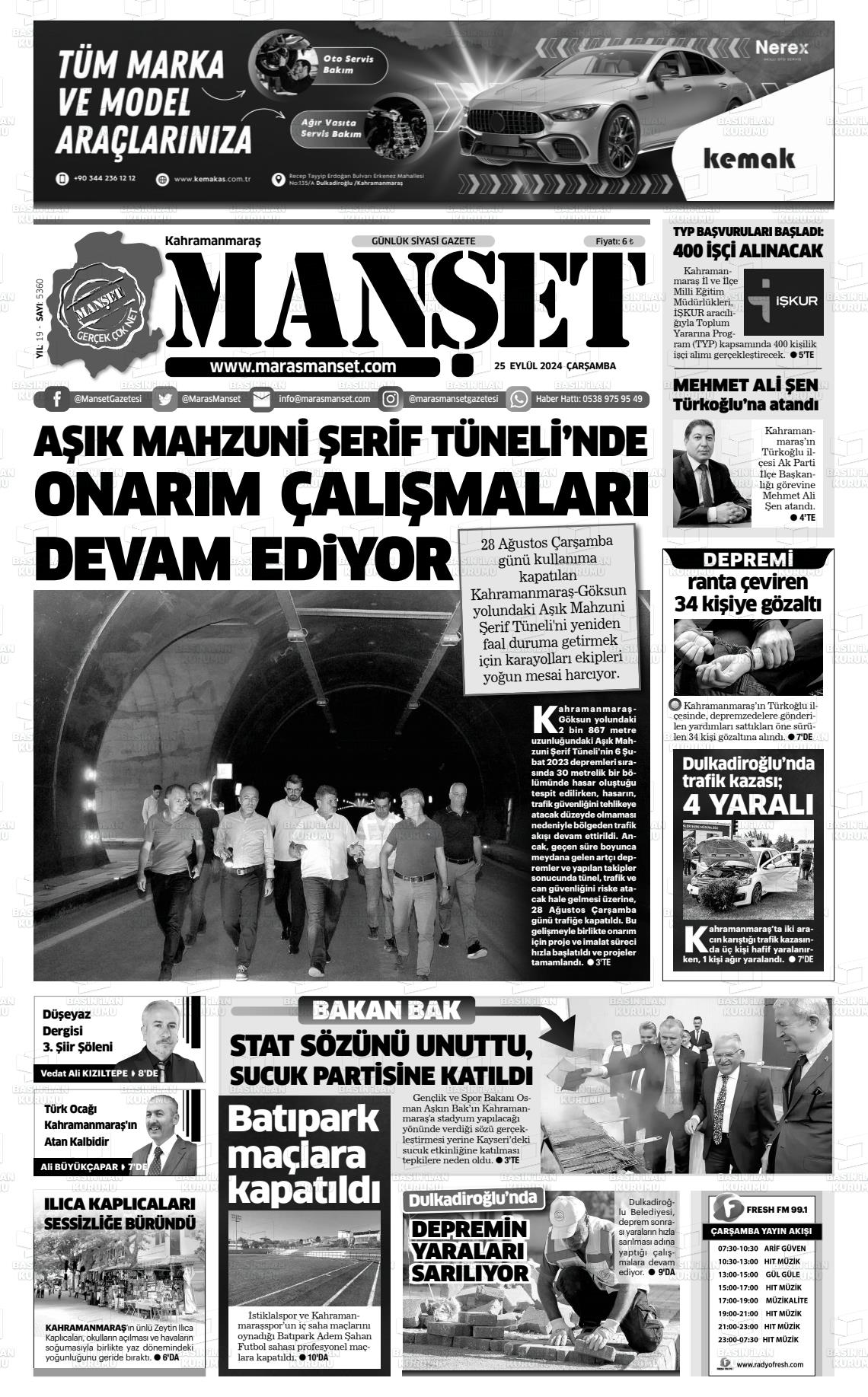 25 Eylül 2024 Manşet Gazete Manşeti