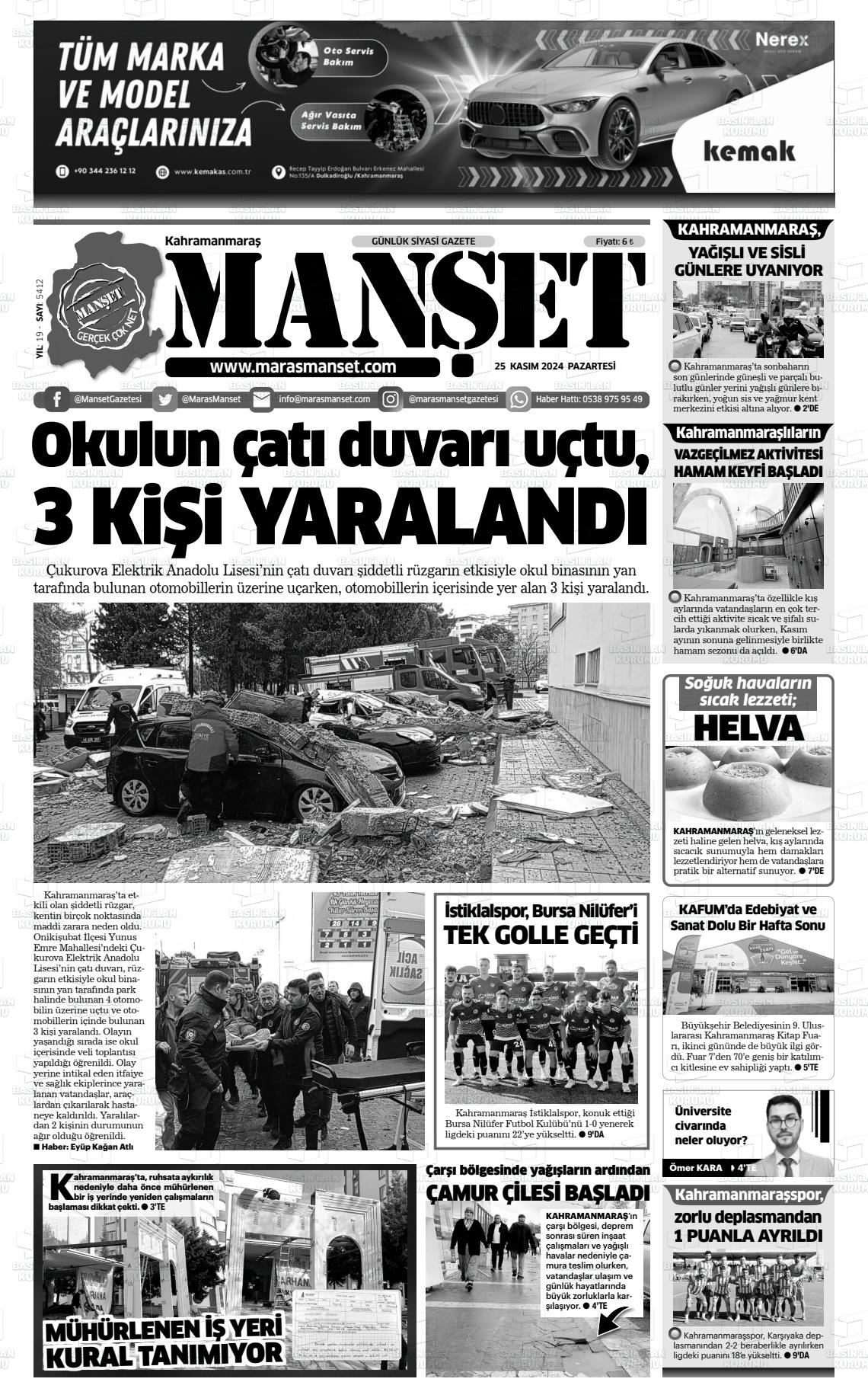 25 Kasım 2024 Manşet Gazete Manşeti