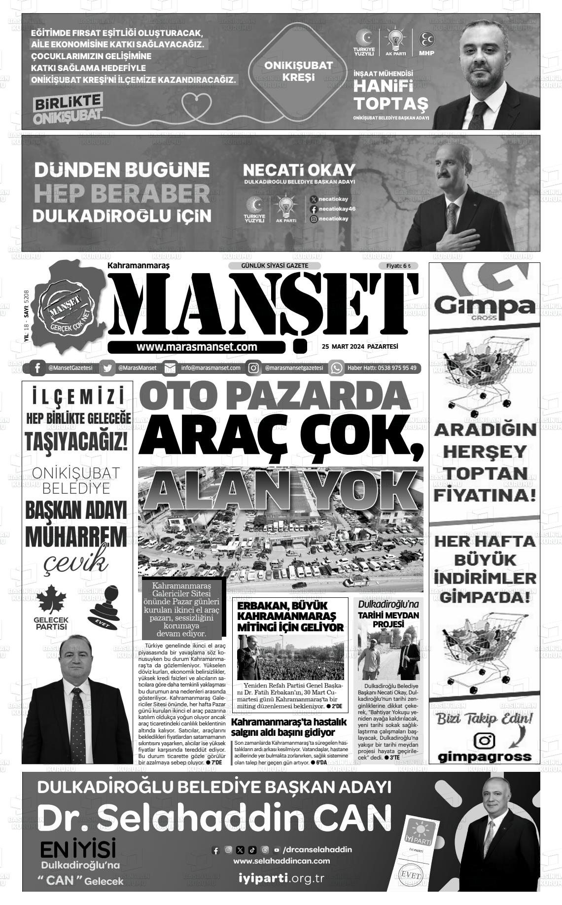 25 Mart 2024 Manşet Gazete Manşeti