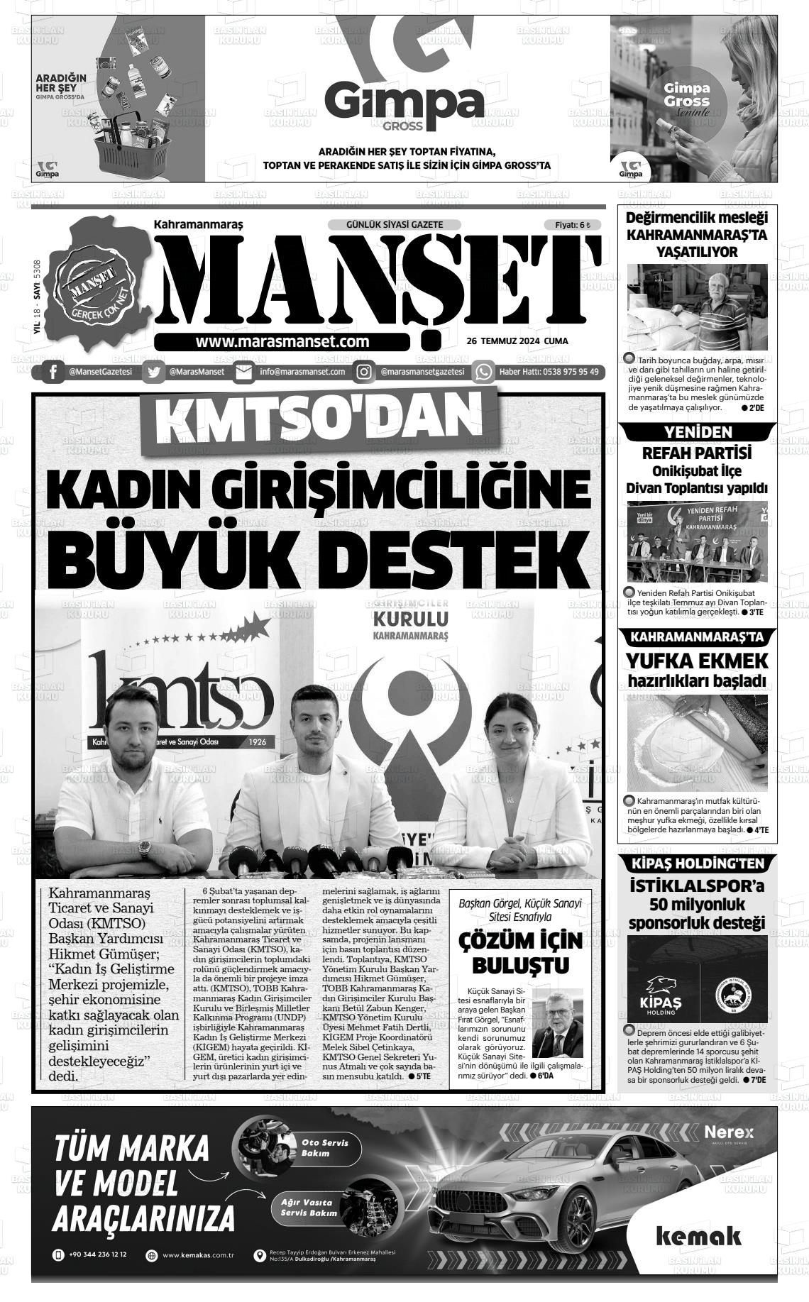 27 Temmuz 2024 Manşet Gazete Manşeti